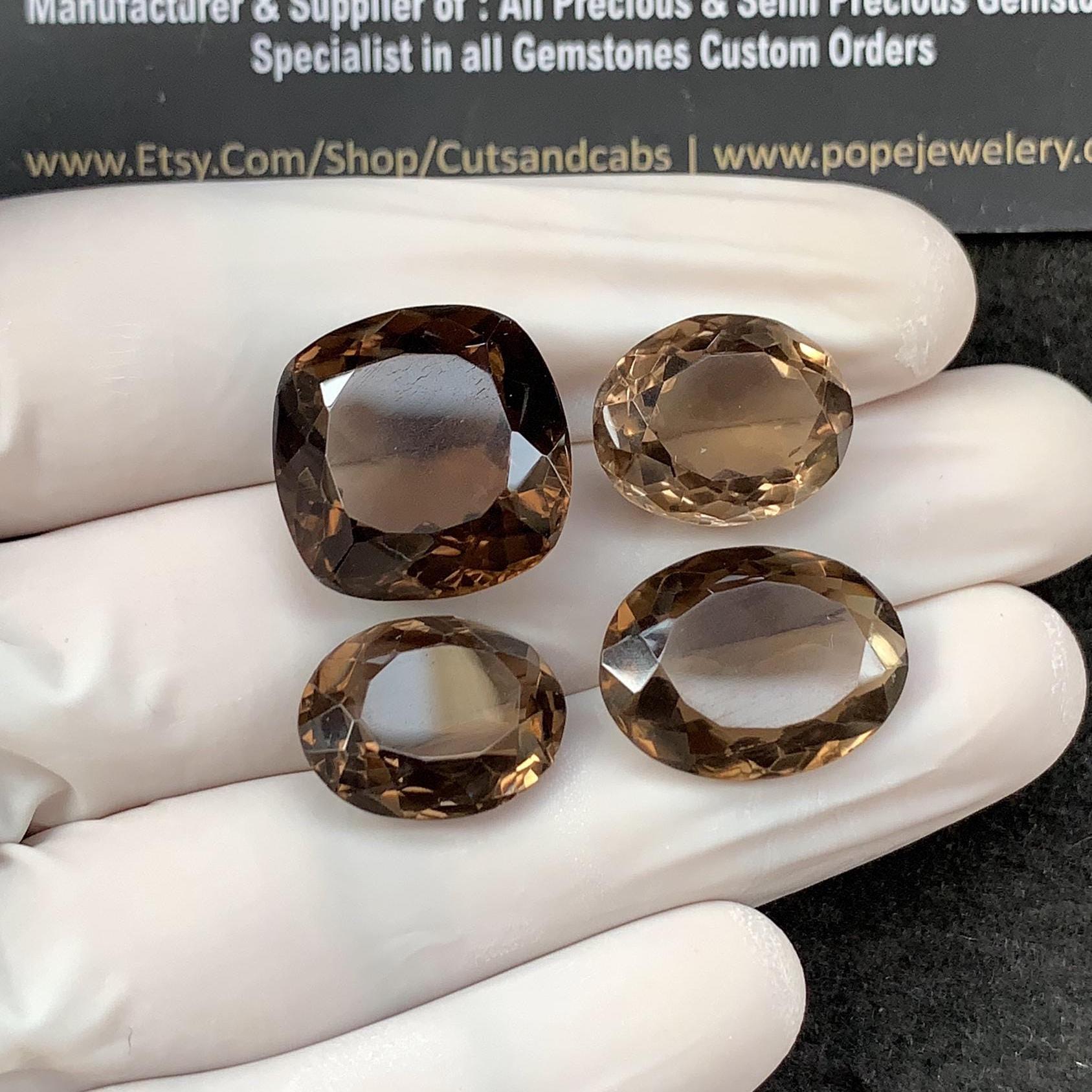 Natural Smoky Quartz Gemstone Faceted Cut mix Shape 16-17 MM 4 Pcs Smoky Quartz High Quality Gemstone Jewelry Supply SM24287