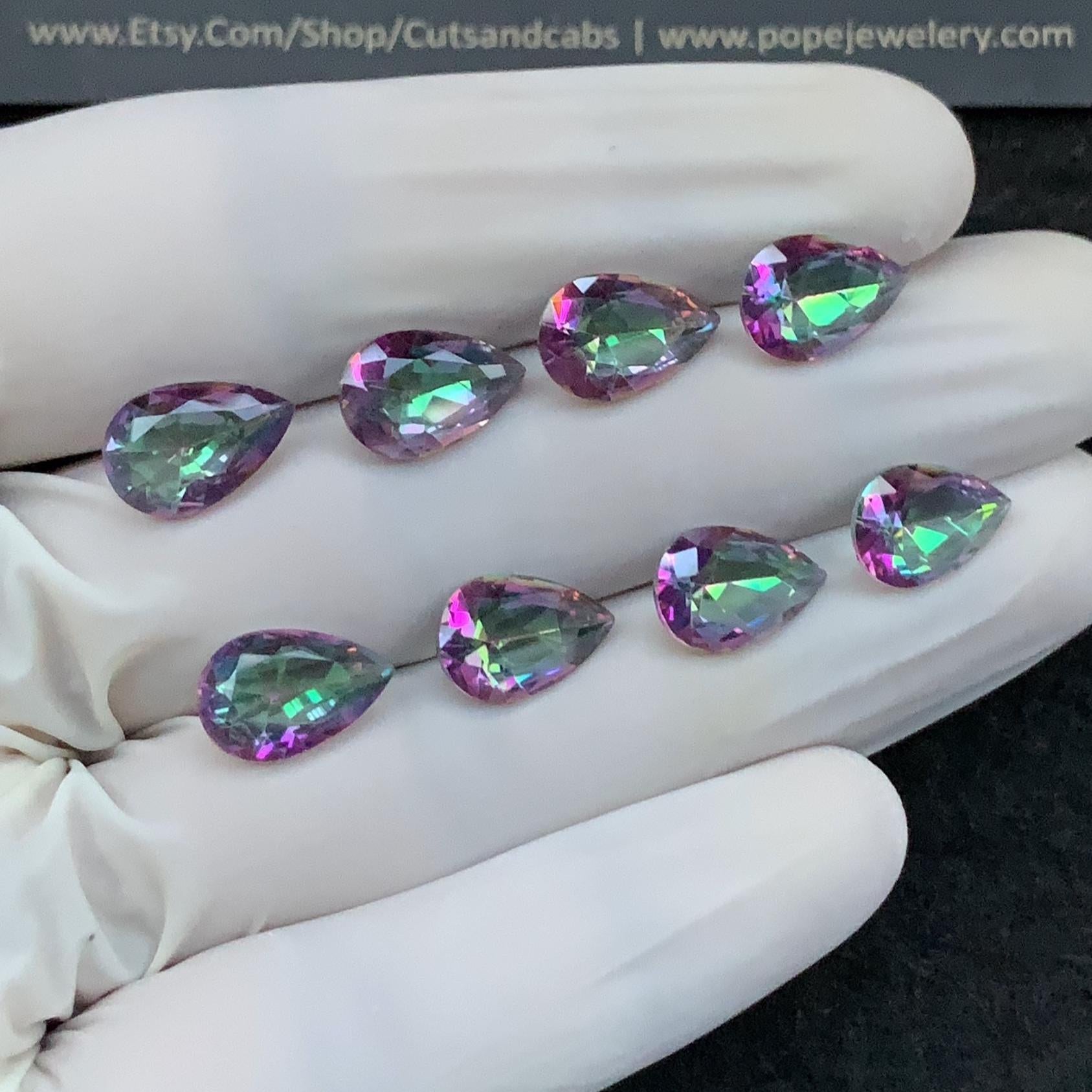 Mystic Topaz Gemstone Cuts Mystic Topaz Faceted Cut Gemstone Mystic Topaz Faceted Cut Pear Shape 12x8 MM 8 Pcs Jewelry Supply SM24300