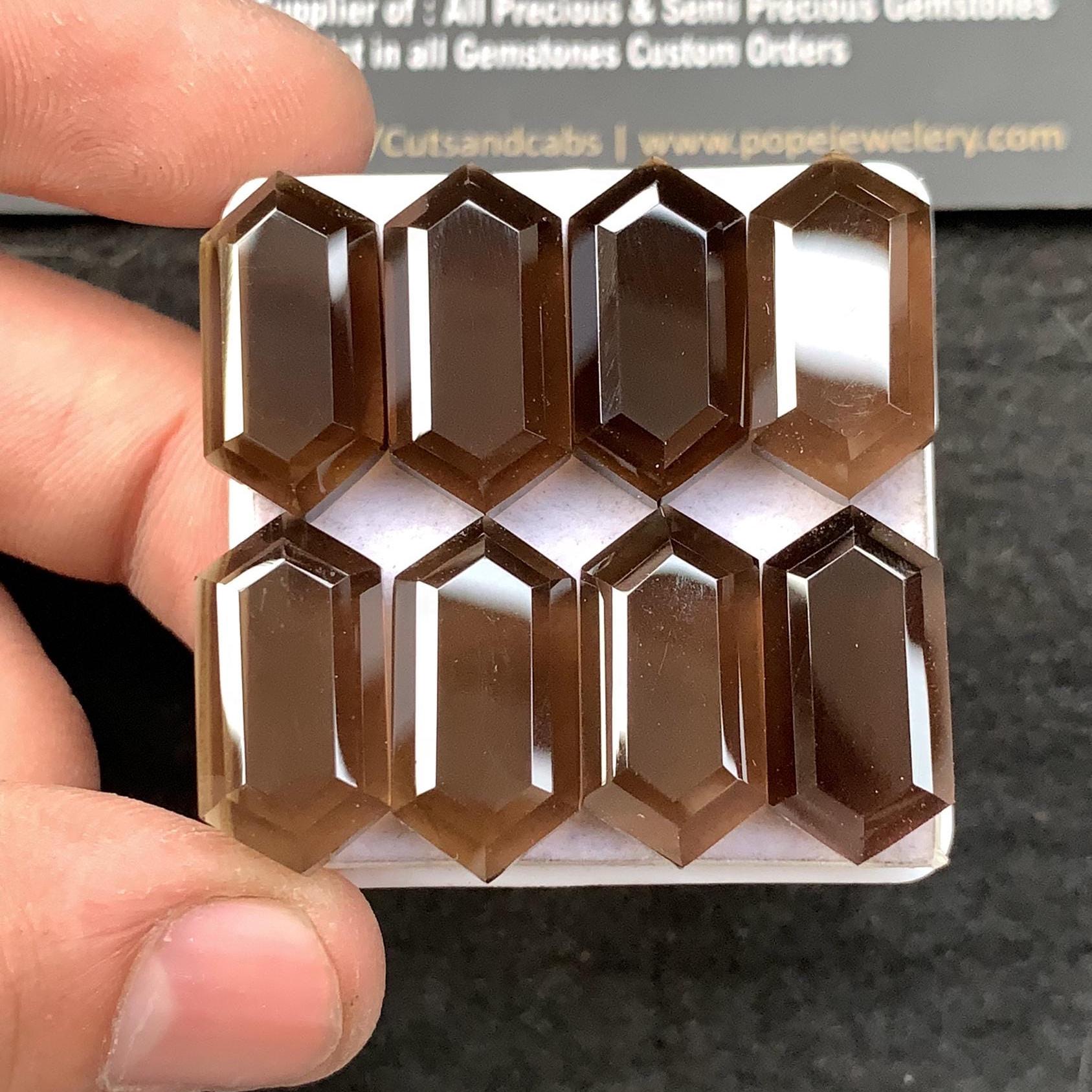 Natural Smoky Quartz Gemstone Step Cut Hexagon Shape 20x10 MM 8 Pcs Smoky Quartz High Quality Gemstone Jewelry Supply SM23393