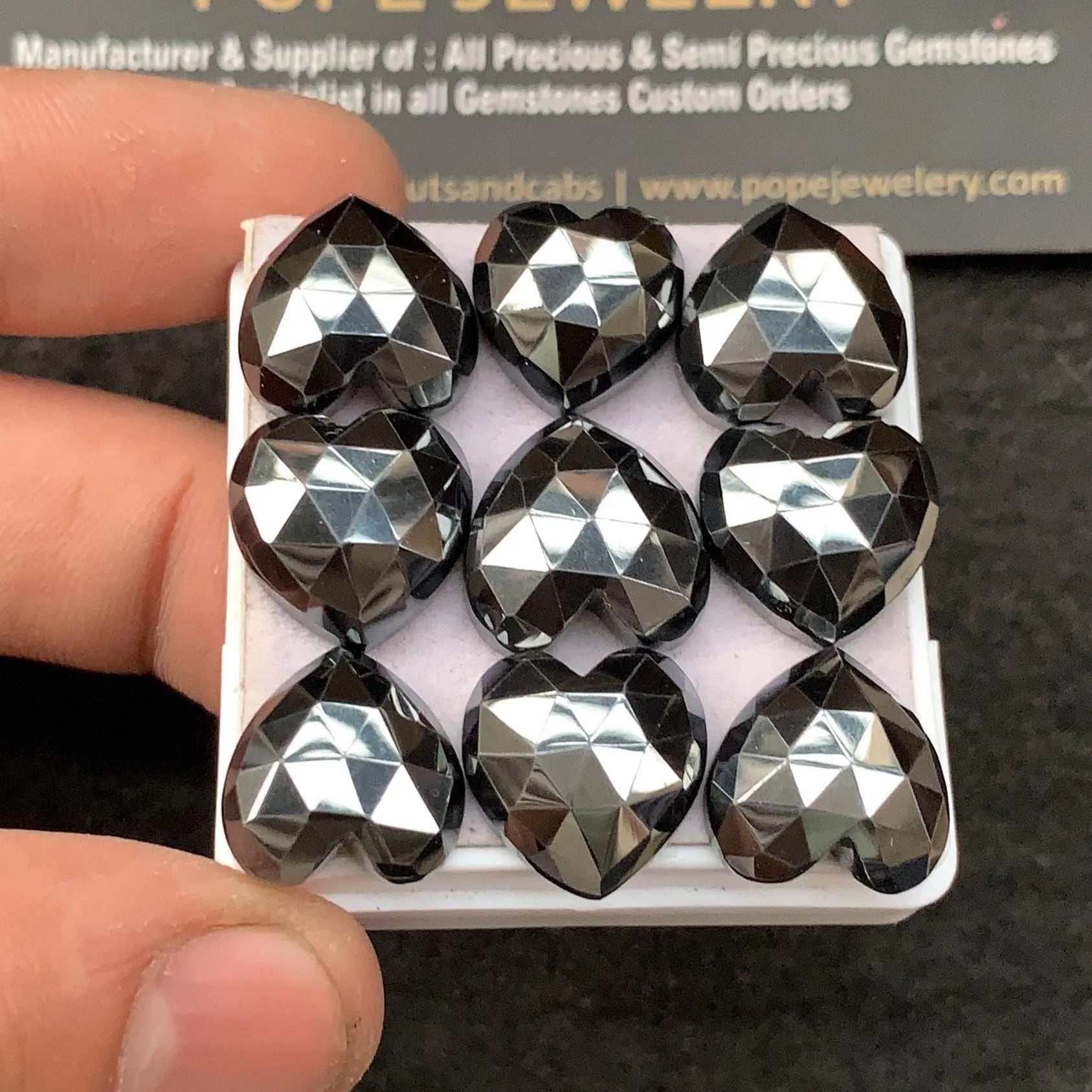 Natural Gunmetal Gemstone Rose Cut Heart Shape 13-14 MM 9 Pcs Gunmetal High Quality Gemstone Jewelry Supply SM23397