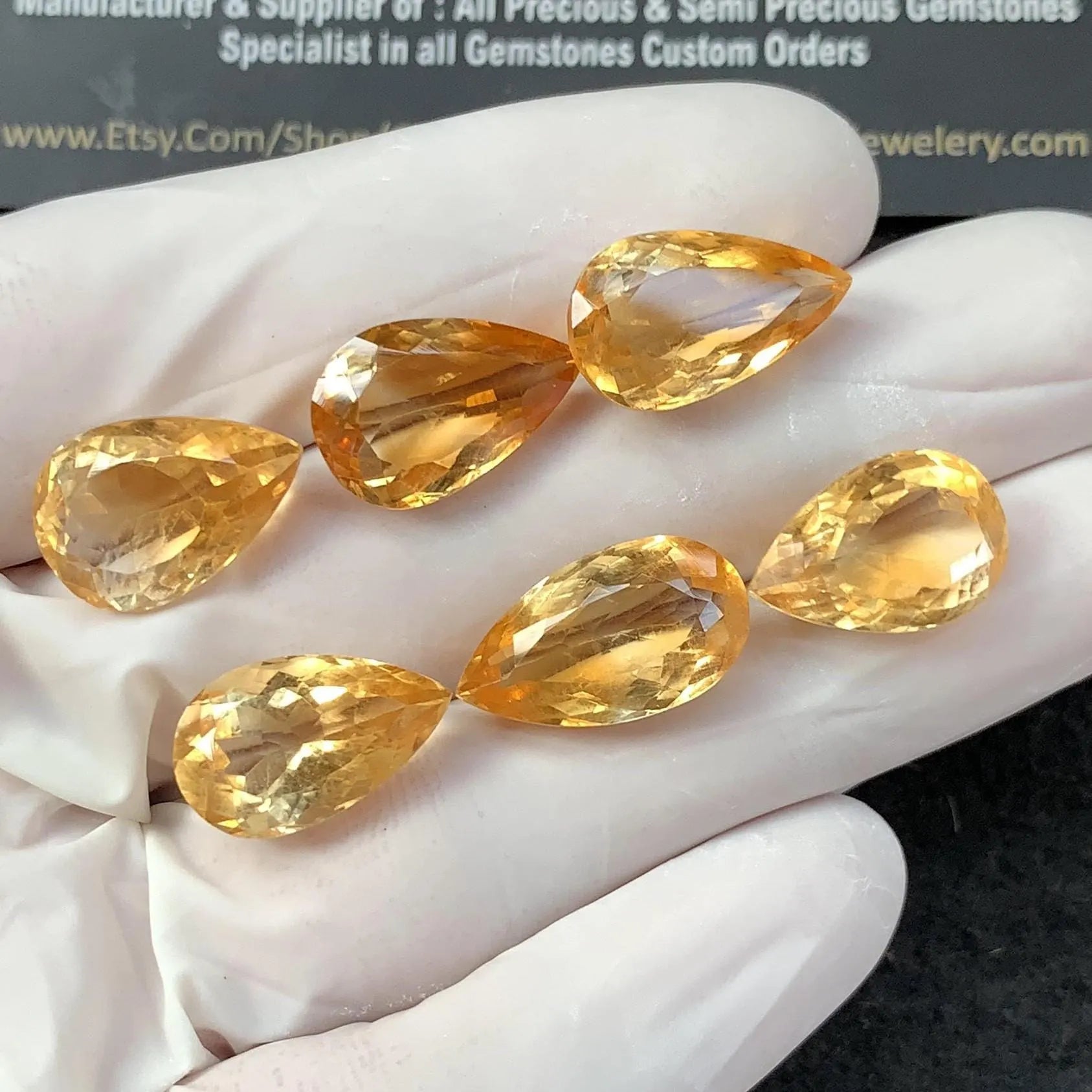 Natural Citrine Gemstone Citrine Faceted Cut Pear Shape Gemstones High Quality Stones 16-18 MM 6 Pcs Jewelry Supply SM23419
