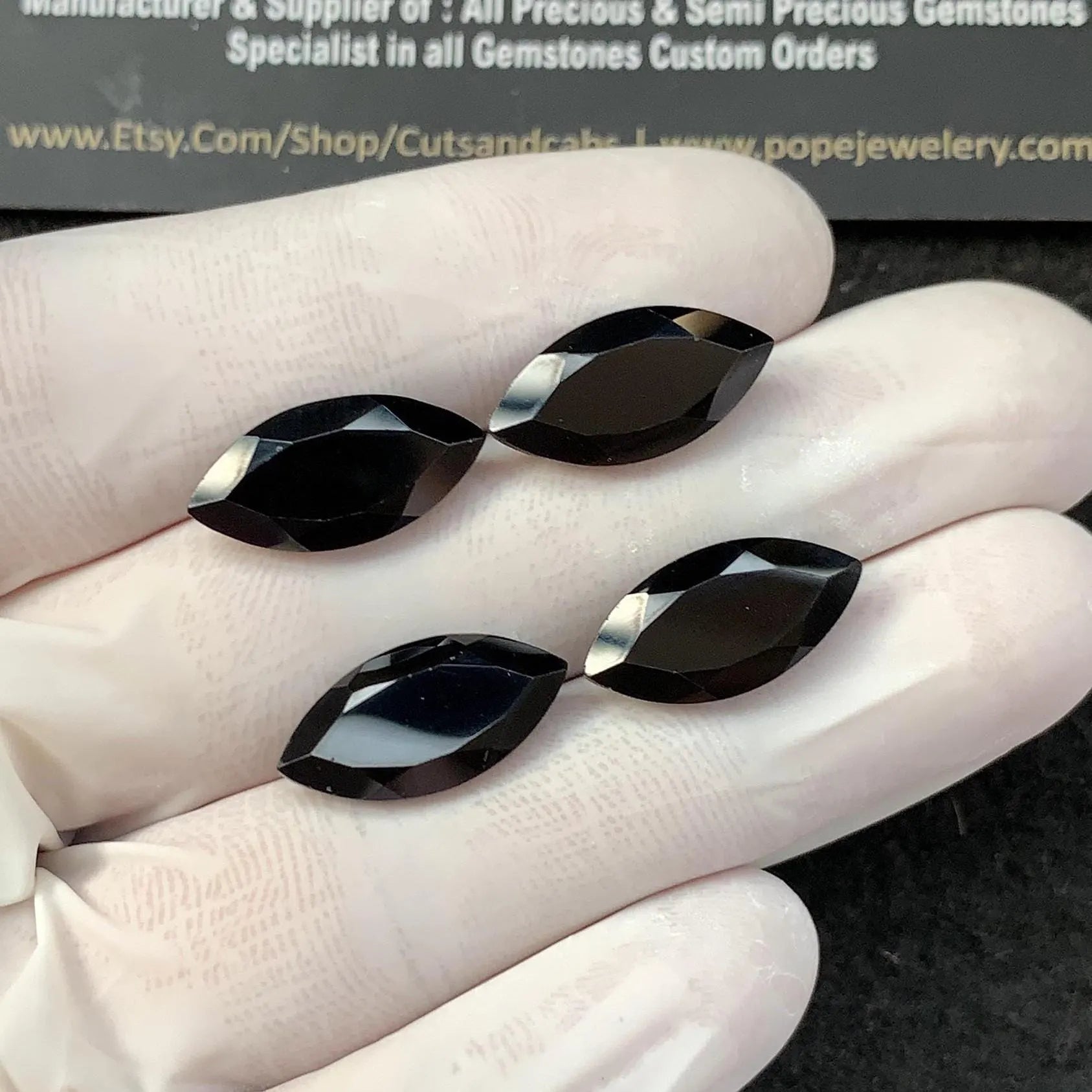Black Spinel Gemstone Natural Black Spinel Faceted Cut Marquise Shape Gemstone 18x9 MM 4 Pcs High Quality Wholesalegems SM23423
