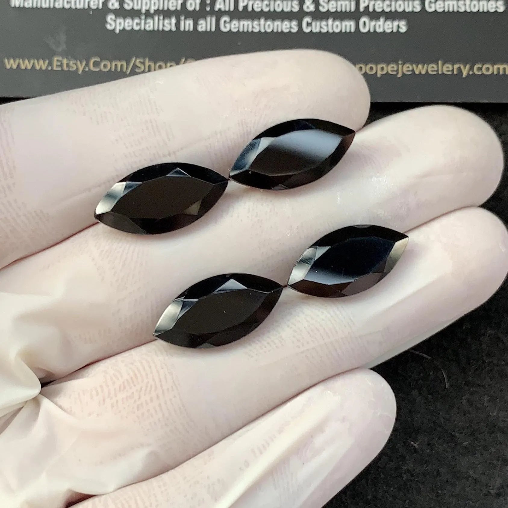 Black Spinel Gemstone Natural Black Spinel Faceted Cut Marquise Shape Gemstone 18x9 MM 4 Pcs High Quality Wholesalegems SM23424