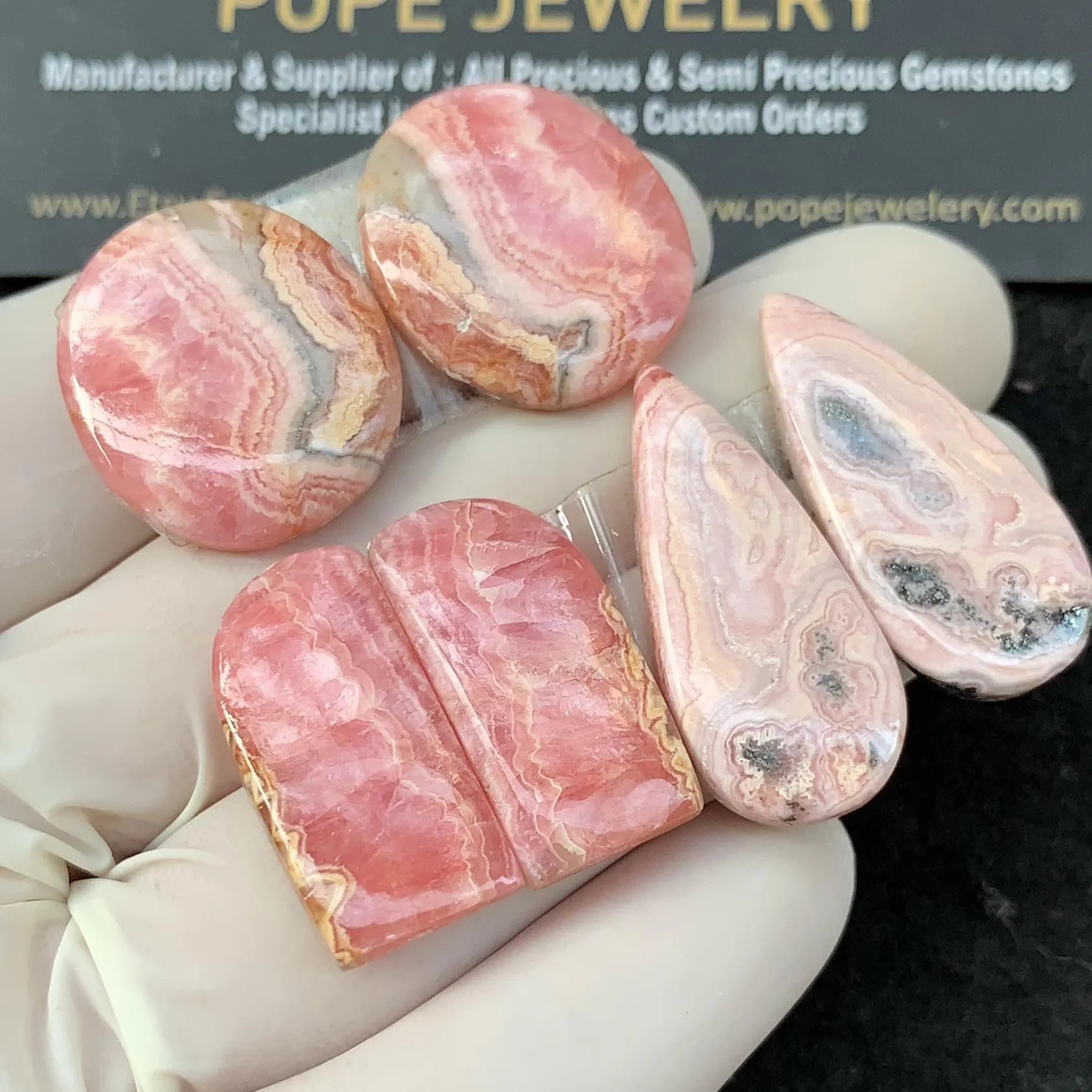 Natural Rhodochrosite Gemstone Smooth Matched Pair Cabs Rhodochrosite High Quality Gemstone for Jewelry Making 22-23 MM Size 3 Pair SM24266