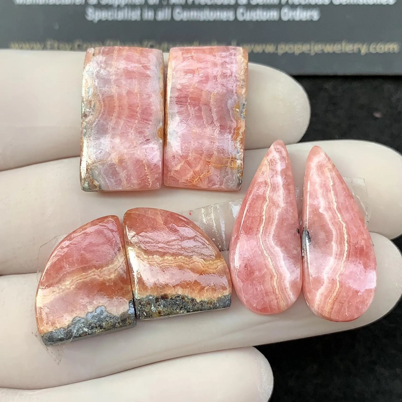 Natural Rhodochrosite Gemstone Smooth Matched Pair Cabs Rhodochrosite High Quality Gemstone for Jewelry Making 16-26 MM Size 3 Pair SM24267