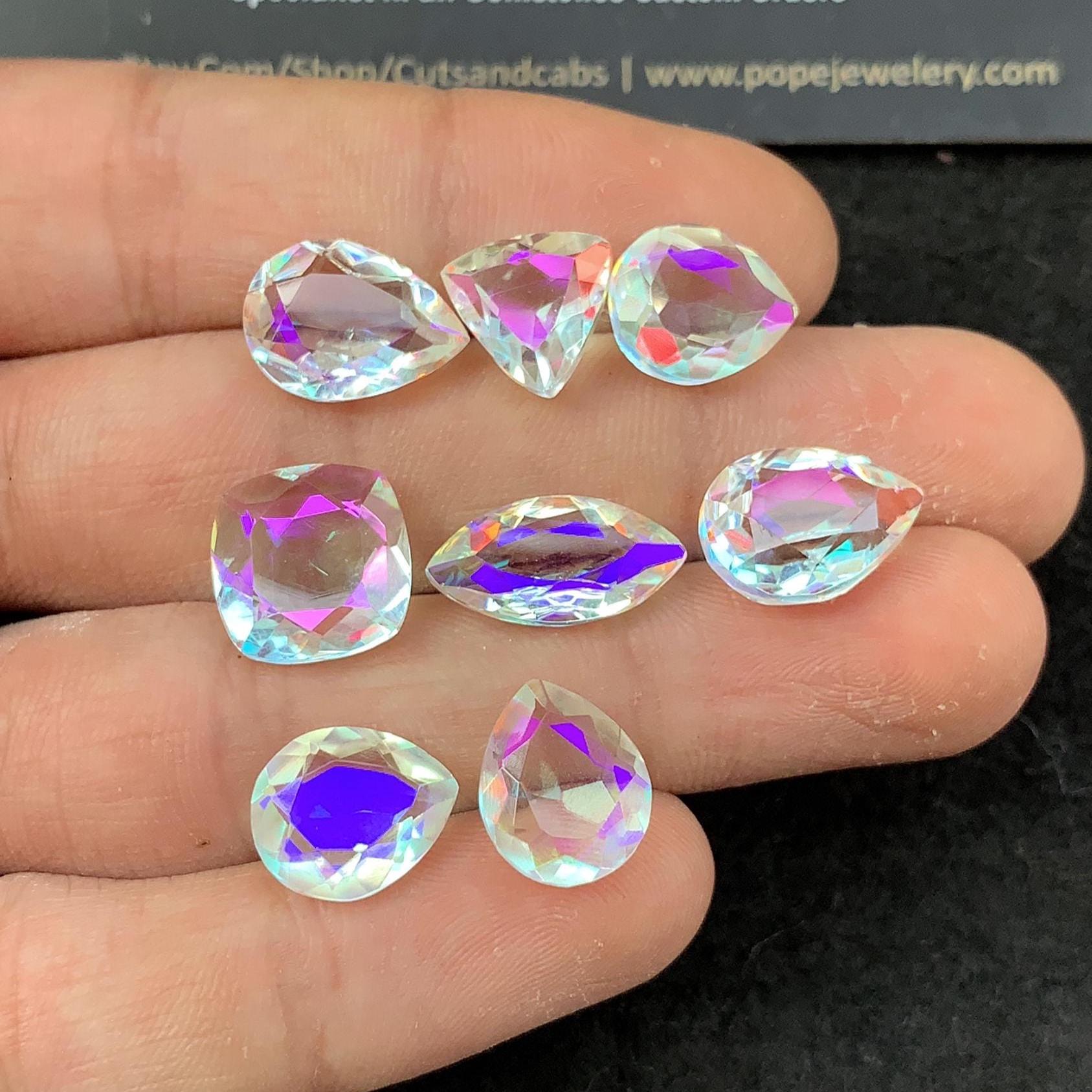 Rainbow Quartz Gemstone Mystic Rainbow Quartz Faceted Cut Mix Shape Gemstone 10-16 MM 8 Pieces High Quality Wholesale gems SM24272