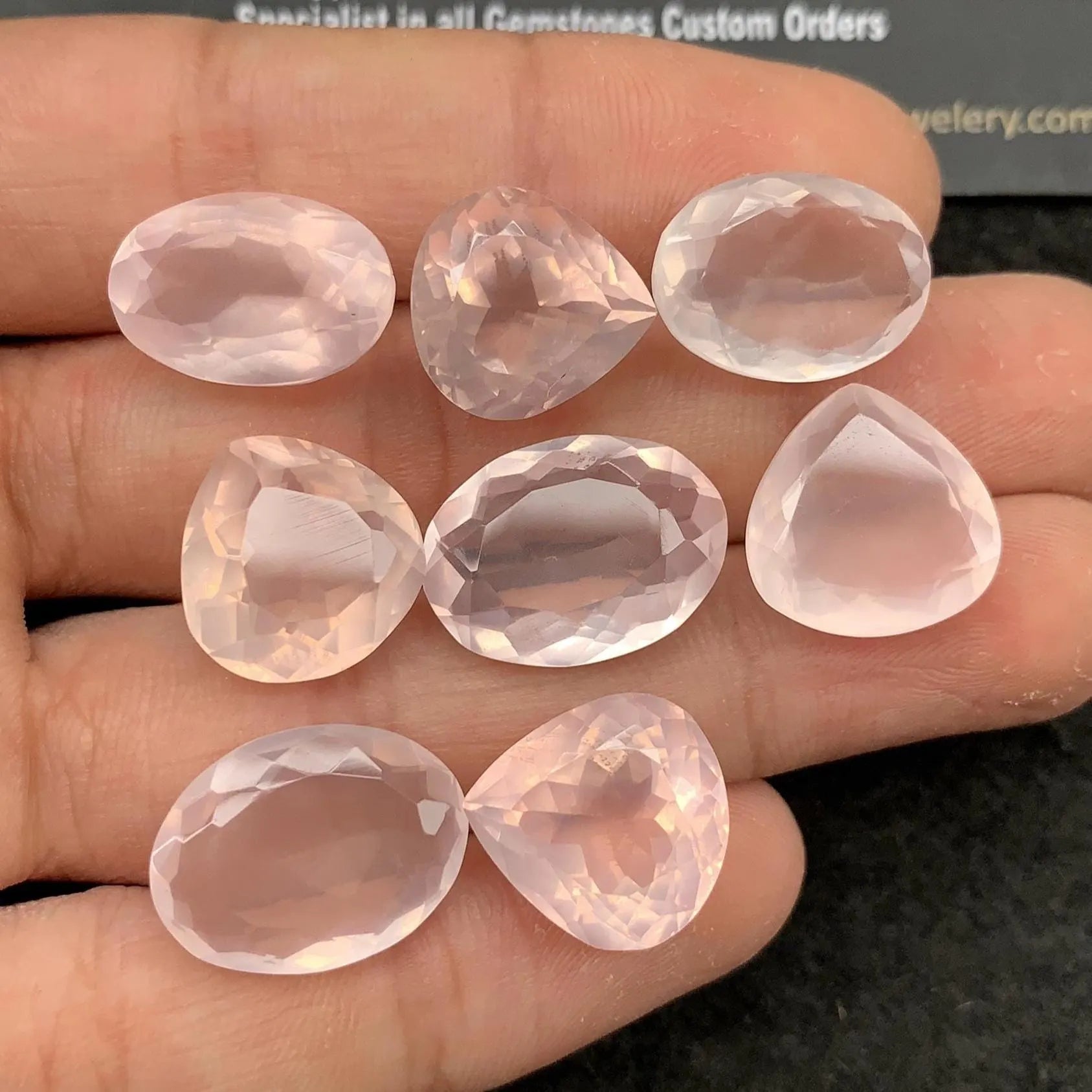 Natural Rose Quartz Gemstone Faceted Cut Mix Shape 14-18 MM 8 Pcs Rose Quartz High Quality Gemstone Jewelry Supply SM24302