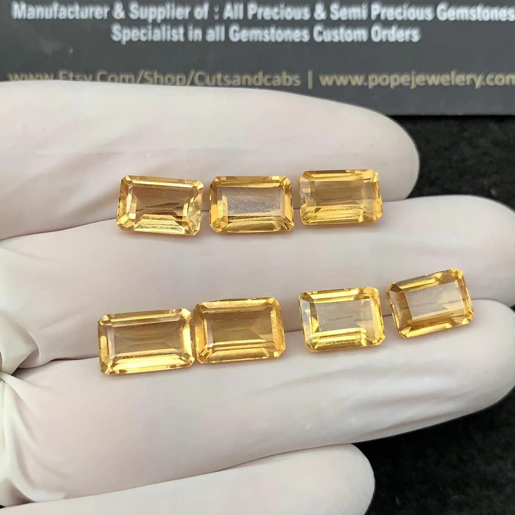 Natural Citrine Gemstone Citrine Faceted Cut Rectangle Shape Gemstones High Quality Stones 10x7 MM 7 Pcs Jewelry Supply SM24307