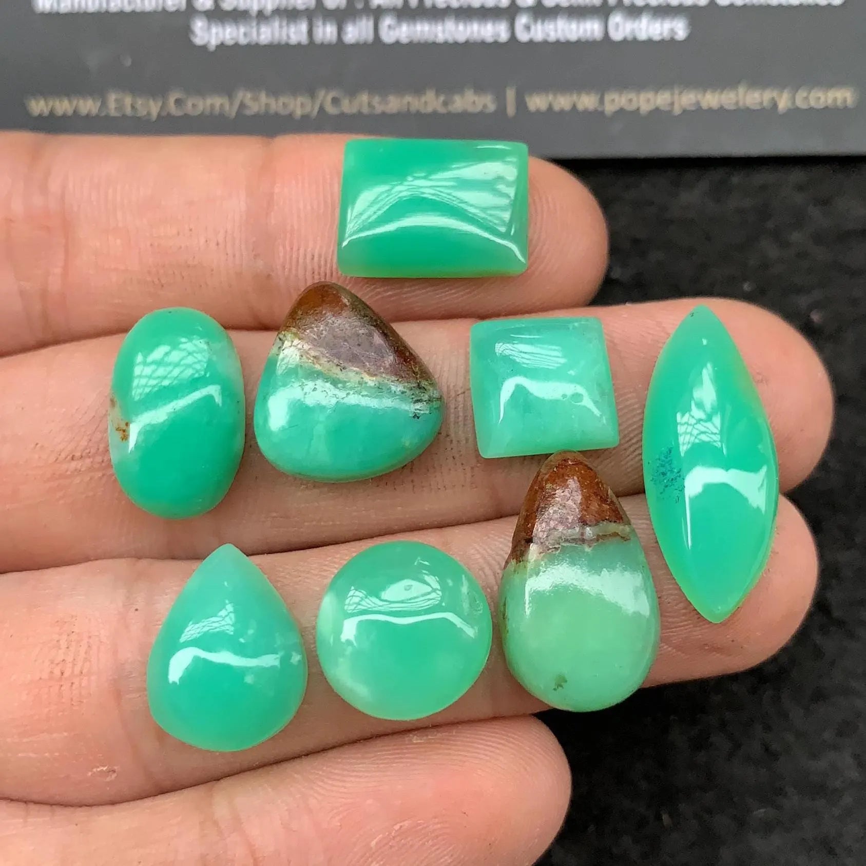 Chrysoprase Gemstone Cabochon Chrysoprase Smooth Mix Shape Cabs High Quality Gemstone 10-23 MM 8 Pcs Jewelry Supply SM24313