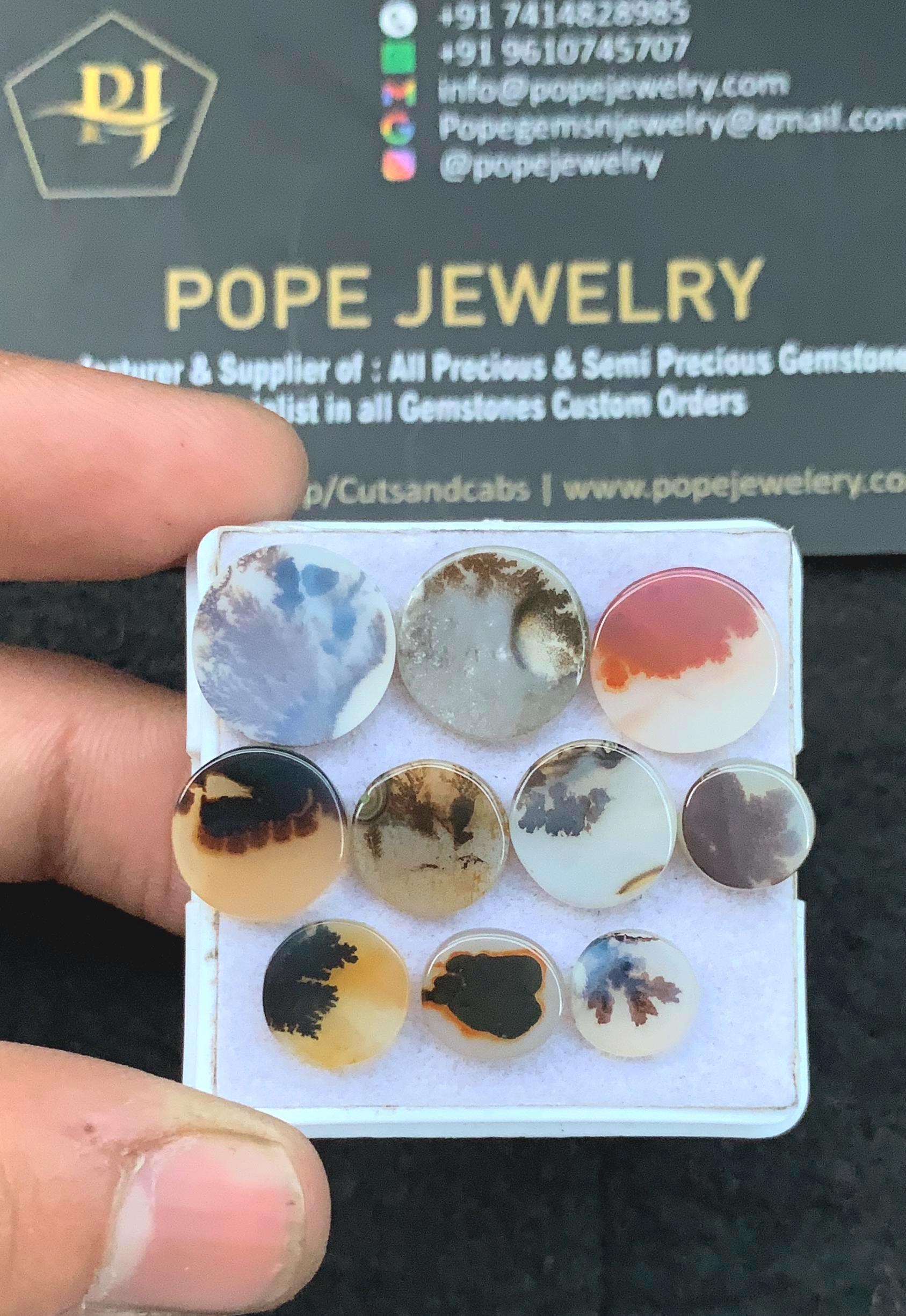 Scenic Agate Gemstone Cabochon-Scenic Agate Smooth Gemstone Cabochon-Scenic Agate Smooth Round-8-13 MM-10 Pcs-Jewelry Supply SM21776