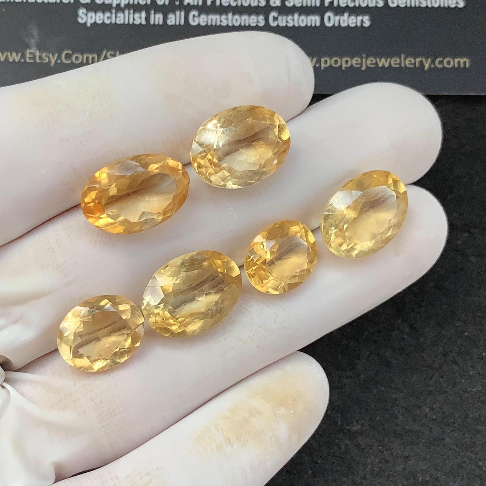 Natural Citrine Gemstone Citrine Faceted Cut Oval Shape Gemstones High Quality Stones 11-14 MM 6 Pcs Jewelry Supply SM23506