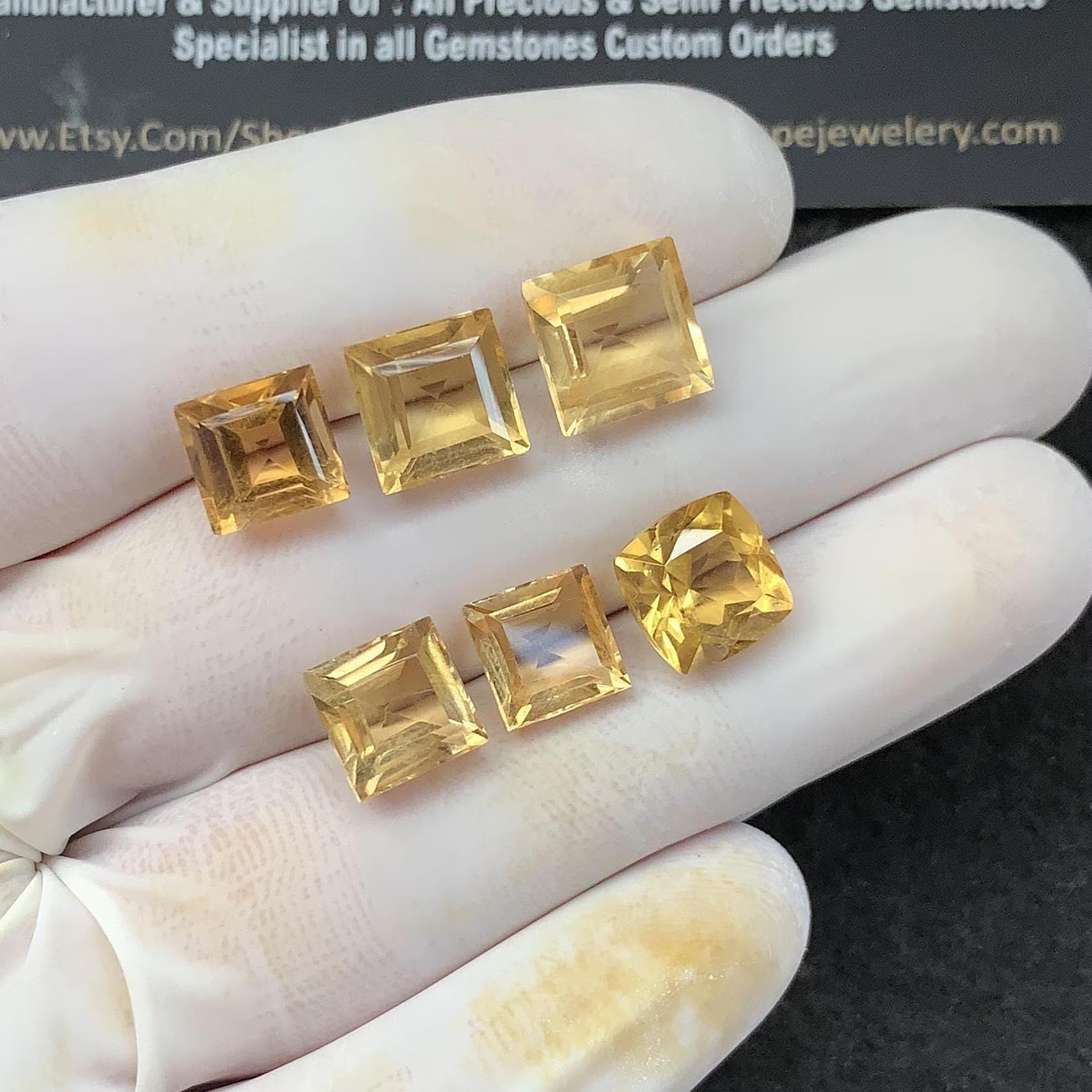 Natural Citrine Gemstone Citrine Faceted Cut Cushion Shape Gemstones High Quality Stones 8-9 MM 6 Pcs Jewelry Supply SM23512