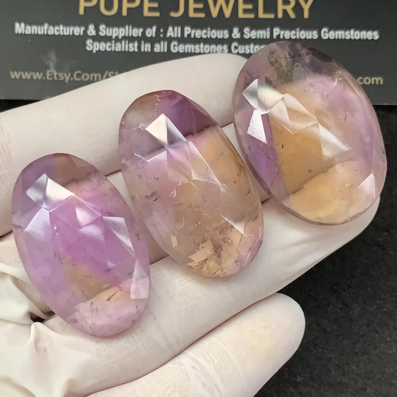 Natural Ametrine Gemstone Ametrine Rose Cut Mix Shape 33-35 MM 3 Pcs High Quality Gemstone Wholesale gems SM23525