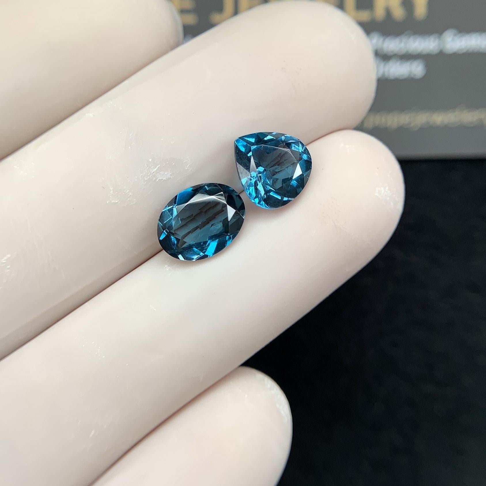 Natural London Blue Topaz Gemstone Faceted Cut Mix Shape 8-9 MM 2 Pcs High Quality Gemstone Wholesale gems SM24373