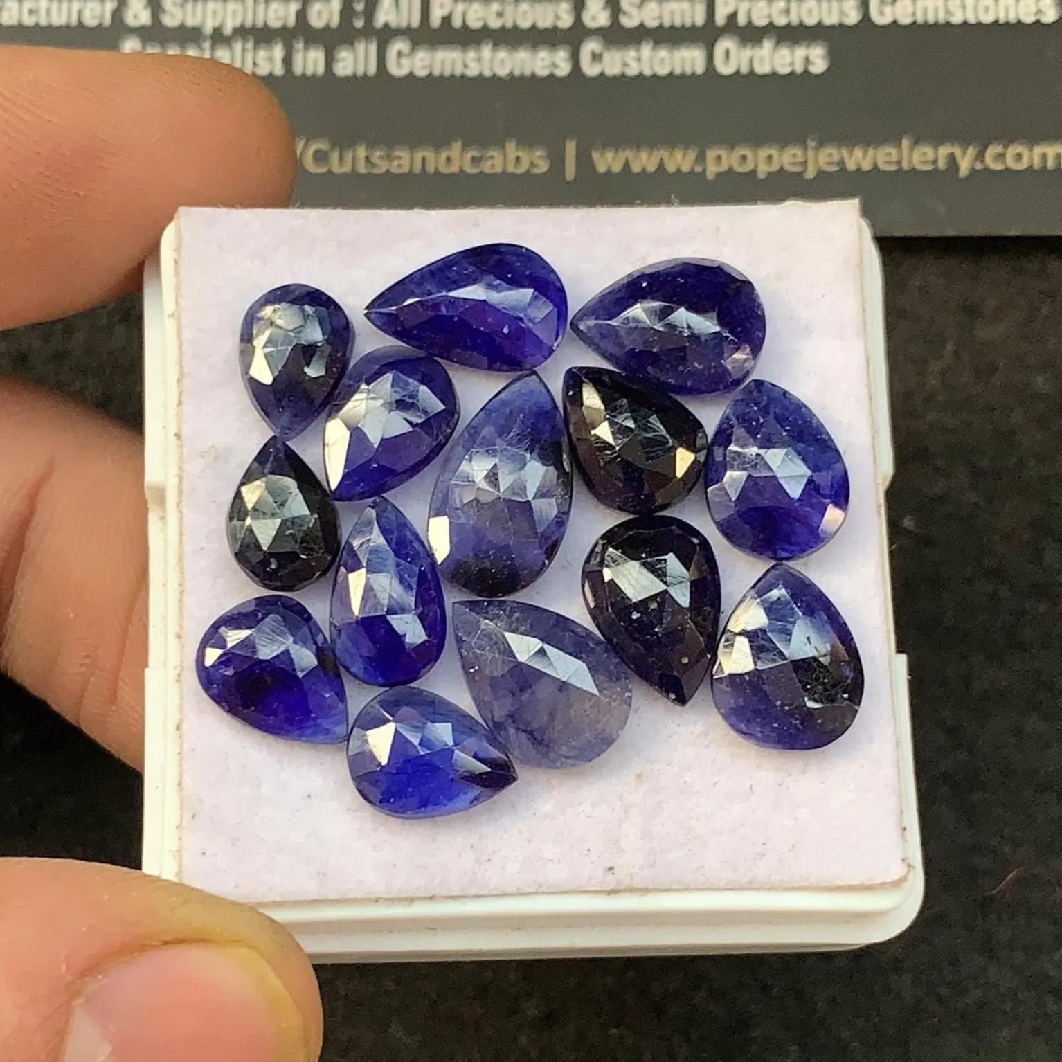 Thailand Blue Sapphire Gemstone Blue Sapphire Rose Cut Pear Shape 9-13  MM 14 Pcs High Quality Wholesale gems SM23552