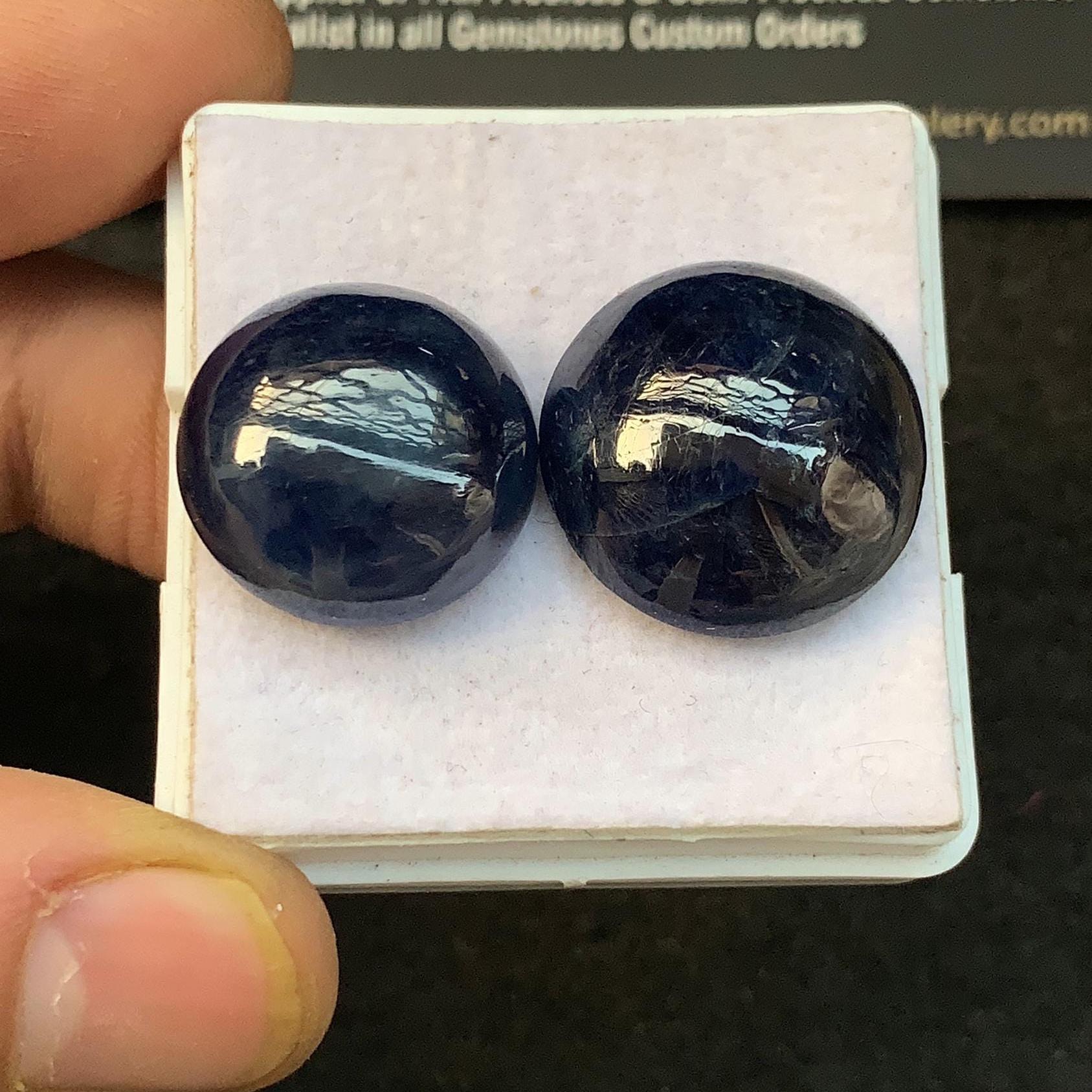 Natural Blue Sapphire Gemstone Blue Sapphire Smooth Round Shape 18-20  MM 2 Pcs High Quality Wholesale gems SM23558