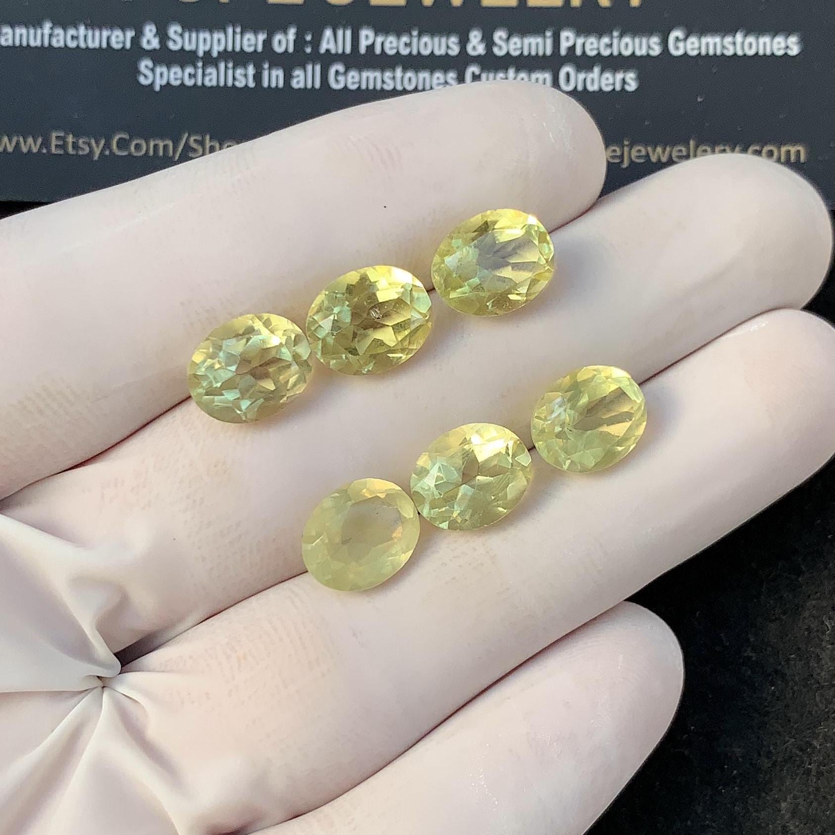 Natural Lemon Quartz Gemstone Faceted Cut Oval Shape 10x8 MM 6 Pcs Lemon High Quality Gemstone Jewelry Supply SM23585