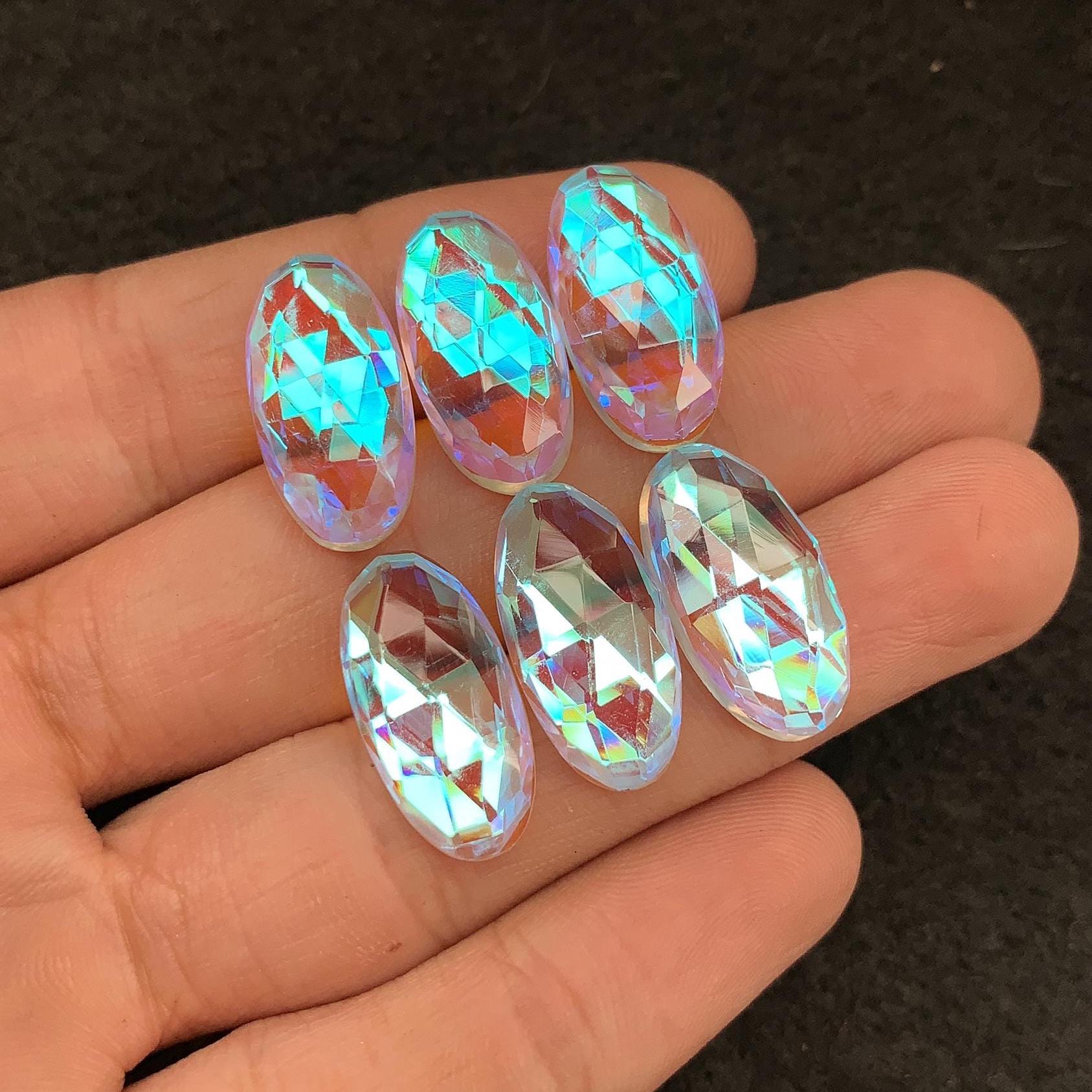 Rainbow Quartz Gemstone Rainbow Quartz Rose Cut Oval Shape Gemstone 20x10 MM 6 Pieces Cabochon High Quality Wholesale gems SM24027