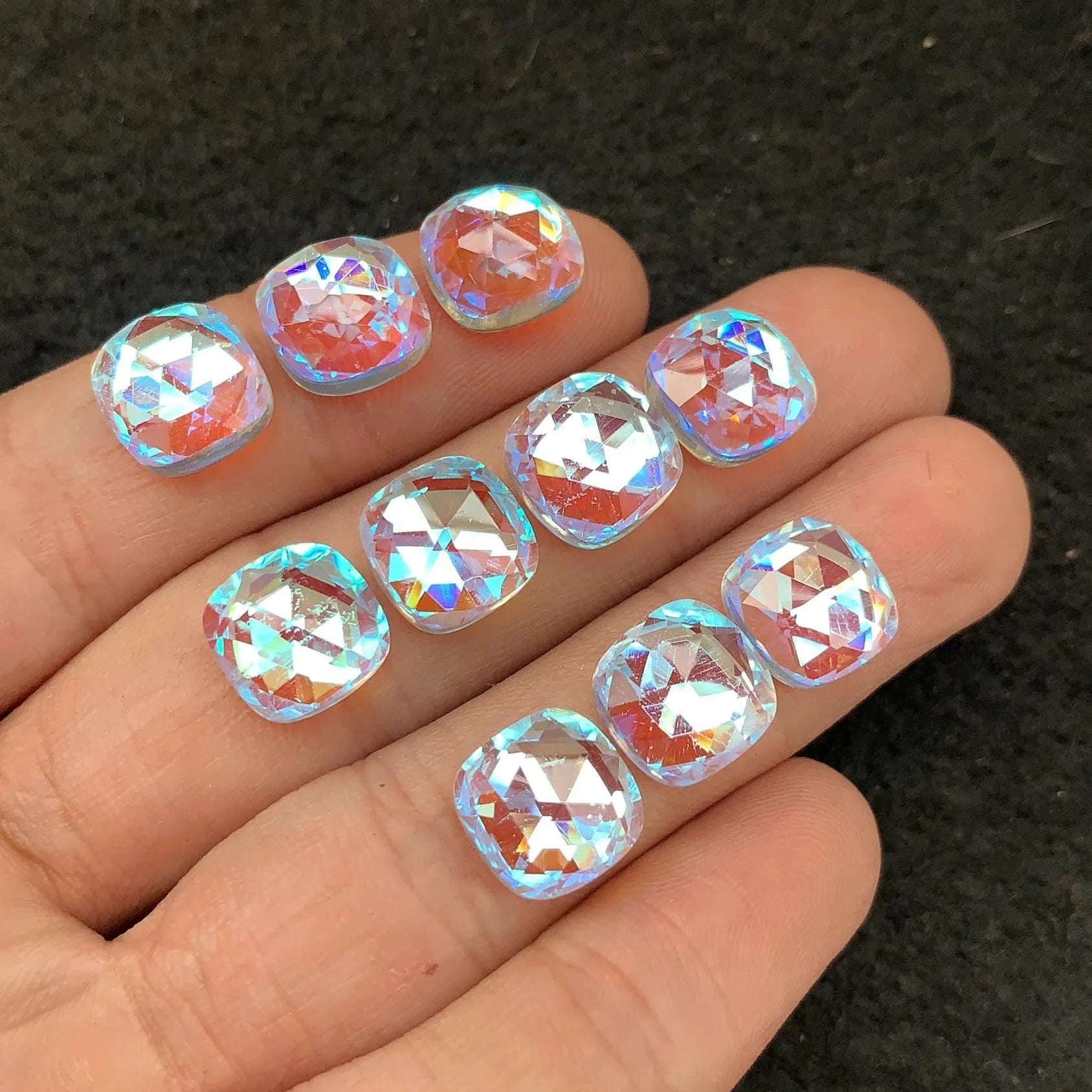 Rainbow Quartz Gemstone Rainbow Quartz Rose Cut Cushion Shape Gemstone 10 MM 10 Pieces Cabochon High Quality Wholesale gems SM24033