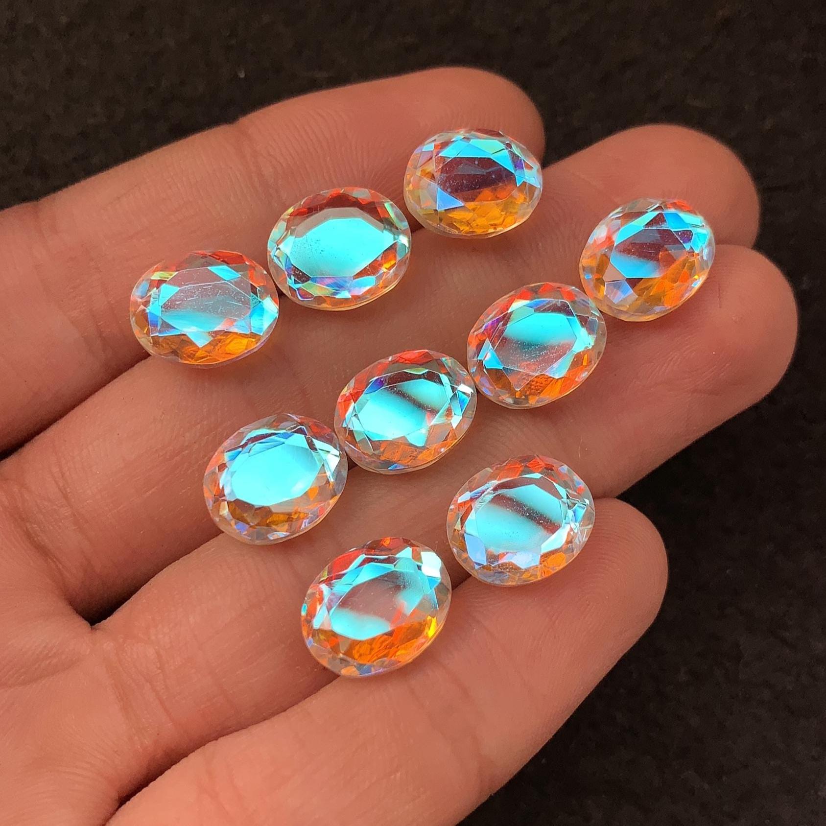 Rainbow Quartz Gemstone Rainbow Quartz Faceted Cut Oval Shape Gemstone 12x10 MM 9 Pieces High Quality Wholesale gems SM24040