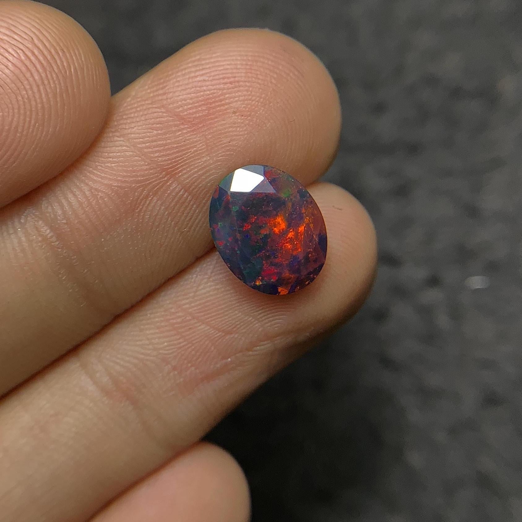 Black Ethiopian Opal Gemstone Black Ethiopian Opal Faceted Cut Black Ethiopian Opal Oval Shape 11x9x5 MM 1 Pcs Jewelry Supply SM24065