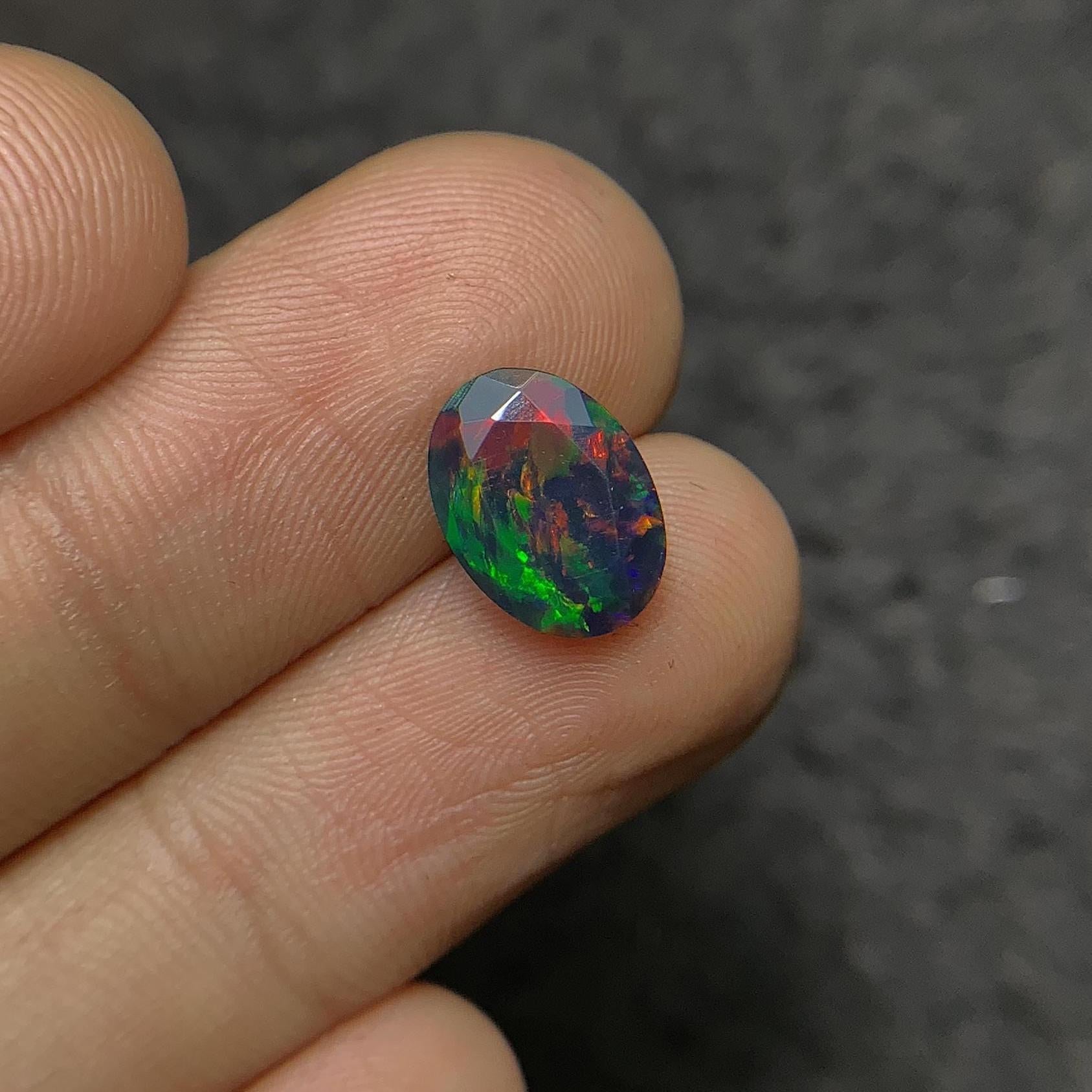 Black Ethiopian Opal Gemstone Black Ethiopian Opal Faceted Cut Black Ethiopian Opal Oval Shape 11x8x5 MM 1 Pcs Jewelry Supply SM24067