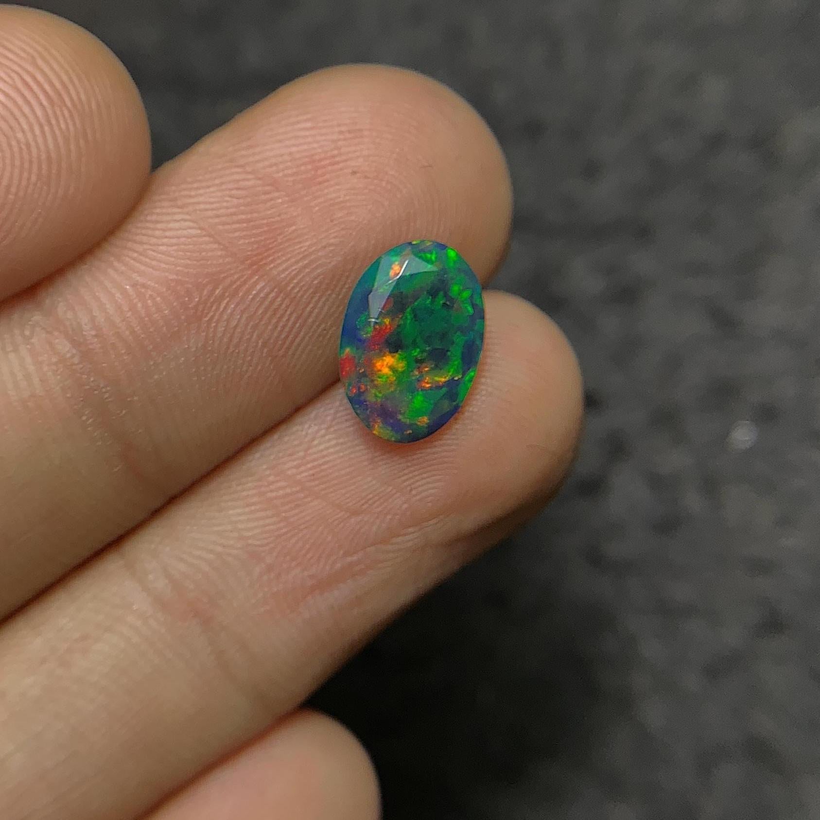 Black Ethiopian Opal Gemstone Black Ethiopian Opal Faceted Cut Black Ethiopian Opal Oval Shape 11x8x4 MM 1 Pcs Jewelry Supply SM24069