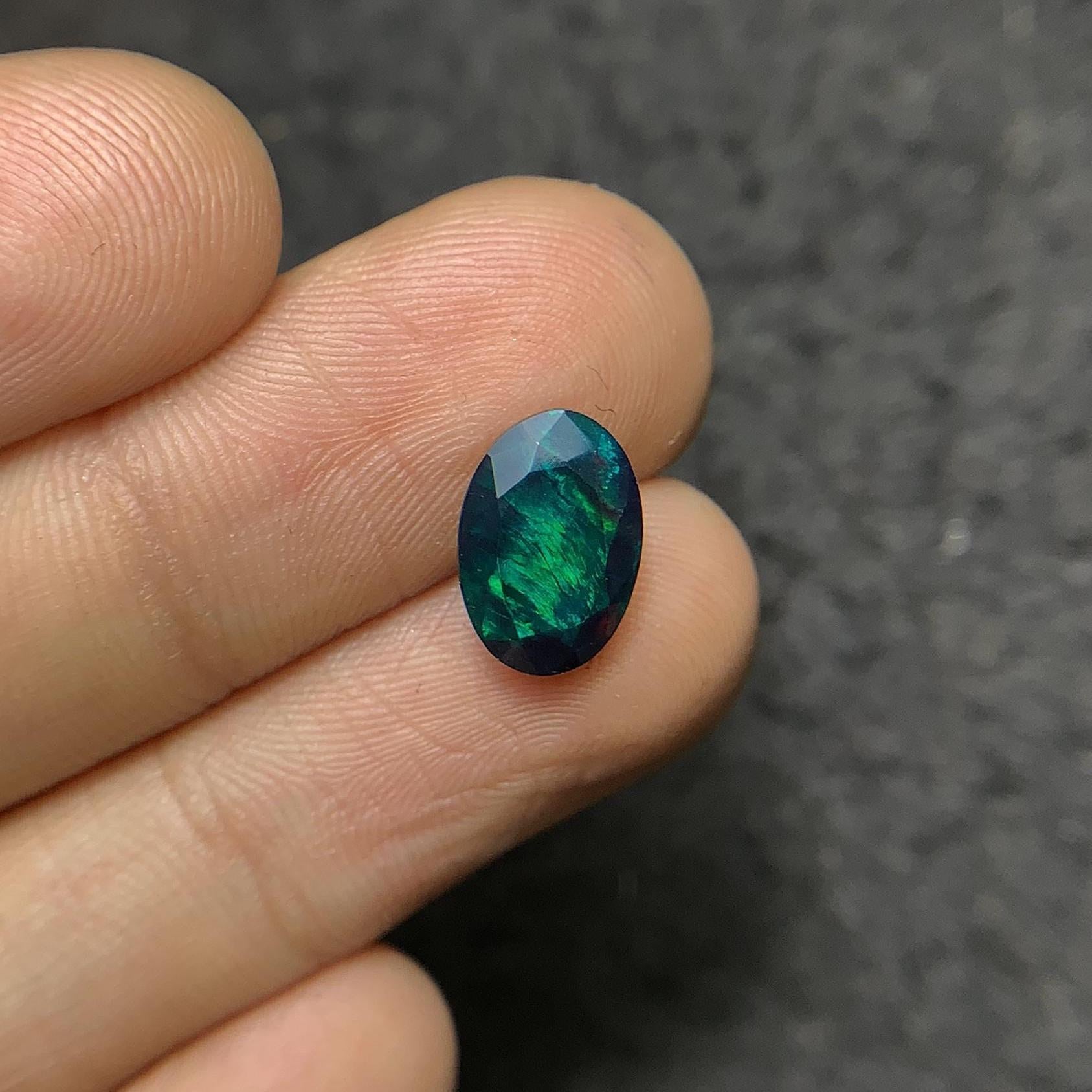 Black Ethiopian Opal Gemstone Black Ethiopian Opal Faceted Cut Black Ethiopian Opal Oval Shape 12x8x5 MM 1 Pcs Jewelry Supply SM24076
