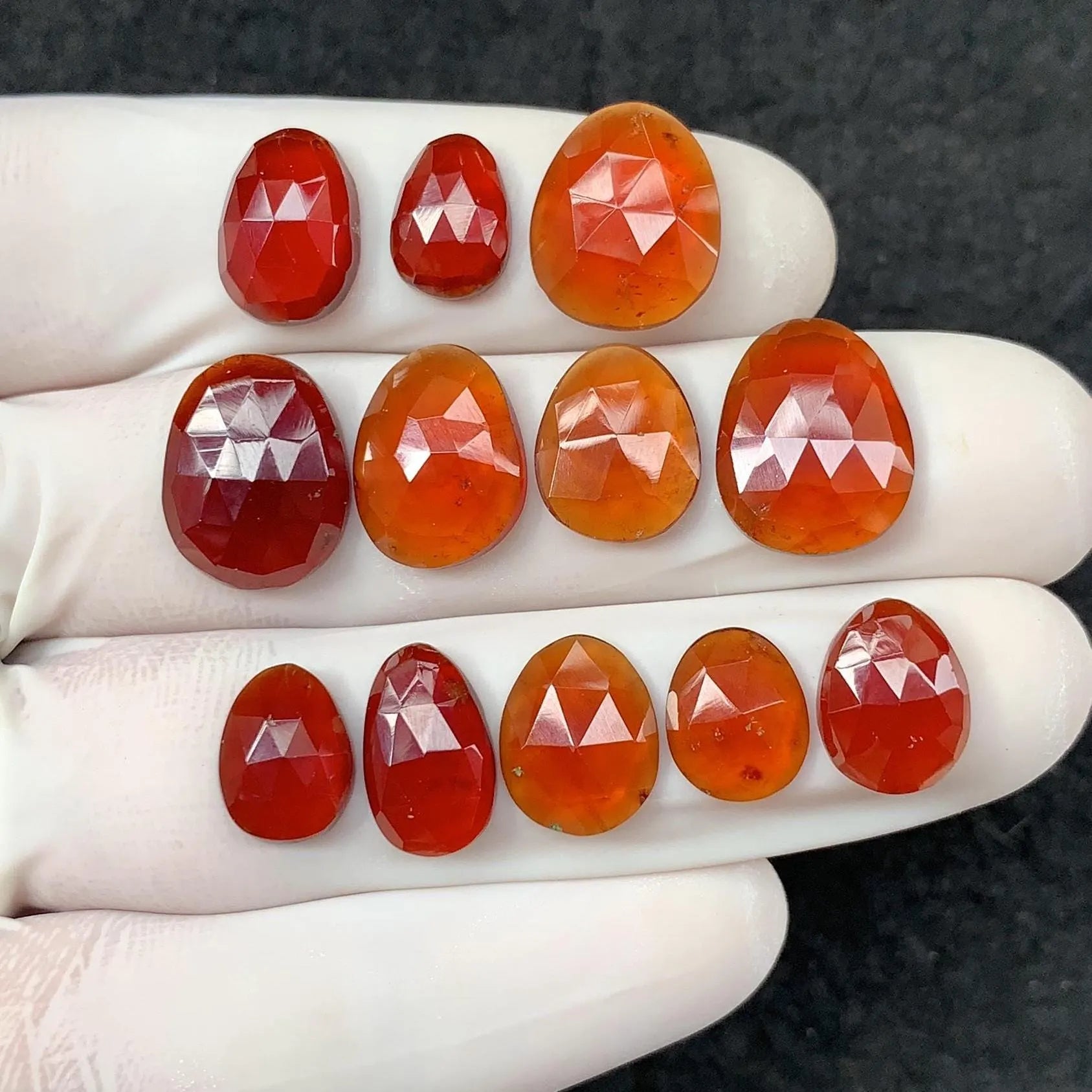 Natural Hessonite Garnet Gemstone Rose Cut Fancy Cabs High Quality Loose Gemstone Jewelry Making WholesaleGems 10-15 MM Size 12 Pcs SM24391