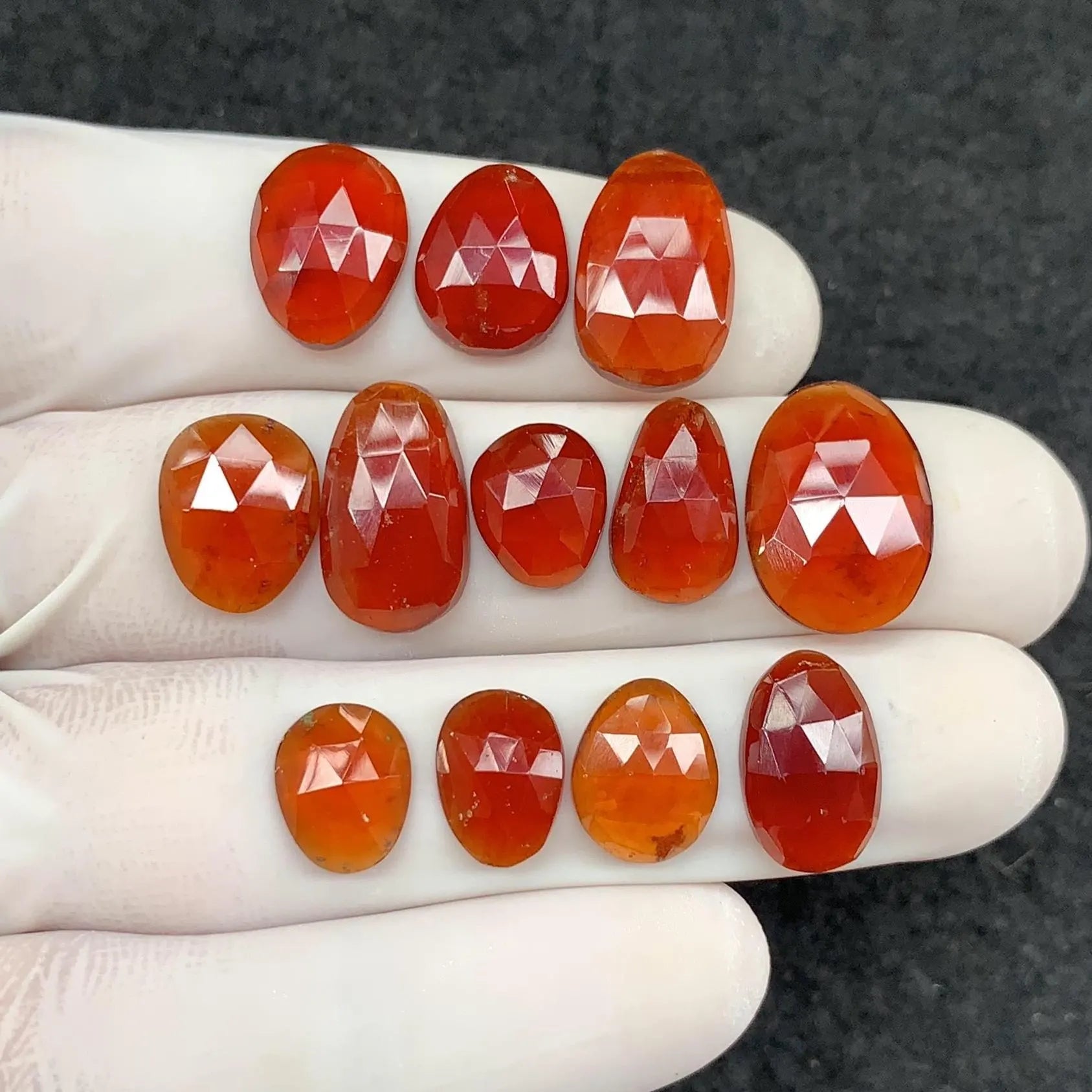 Natural Hessonite Garnet Gemstone Rose Cut Fancy Cabs High Quality Loose Gemstone Jewelry Making WholesaleGems 10-15 MM Size 12 Pcs SM24392
