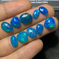 Natural Neon Blue Ethiopian Opal Gemstone Rose Cut Fancy High Quality Loose Gemstone For Jewelry Making WholesaleGems 9-12 MM Size 10 Pcs SM24404