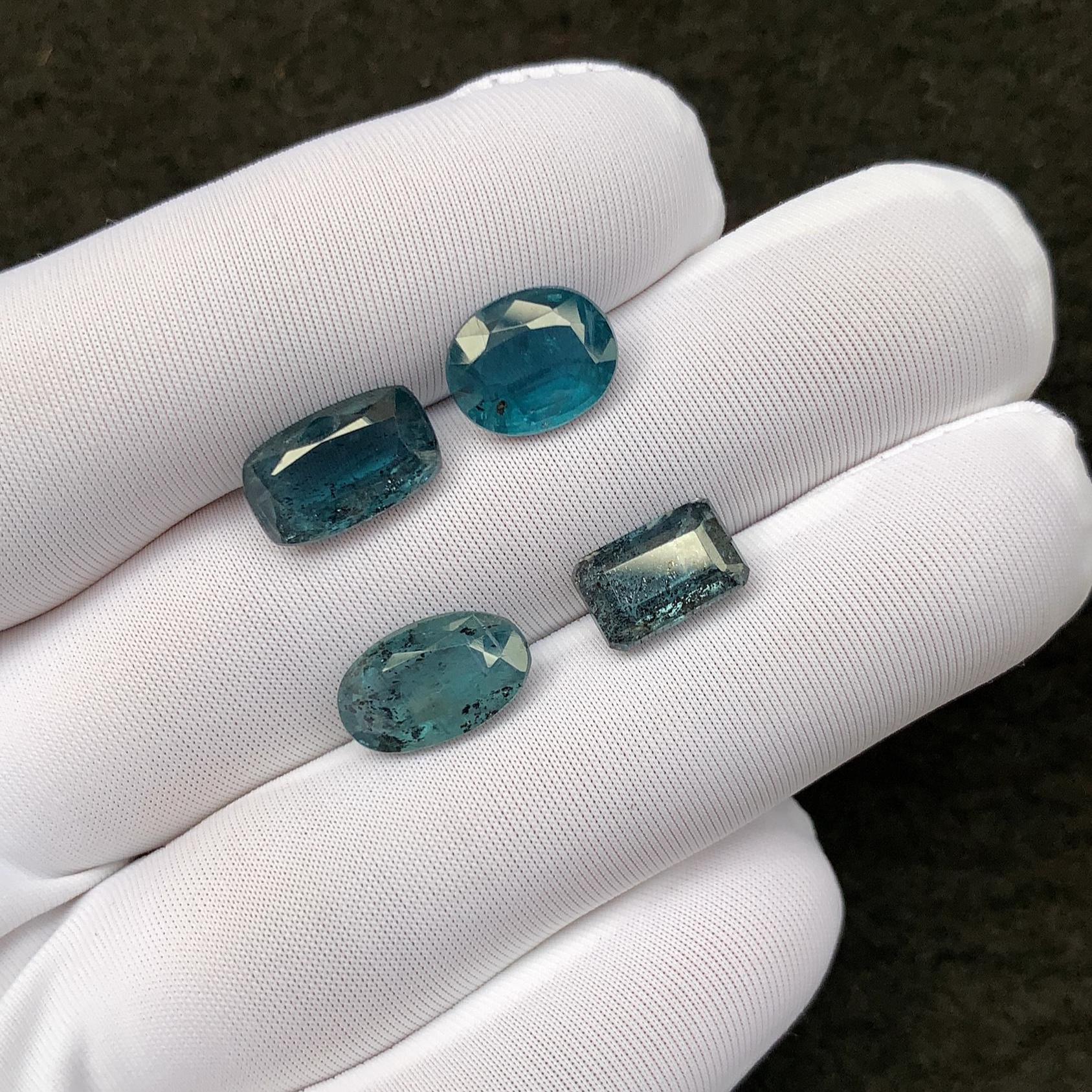 Natural Teal Green Kyanite Gemstone Faceted Cut Mix Shape 9-12 MM 4 Pcs Teal Green Kyanite High Quality Gemstone Wholesale gems SM24110