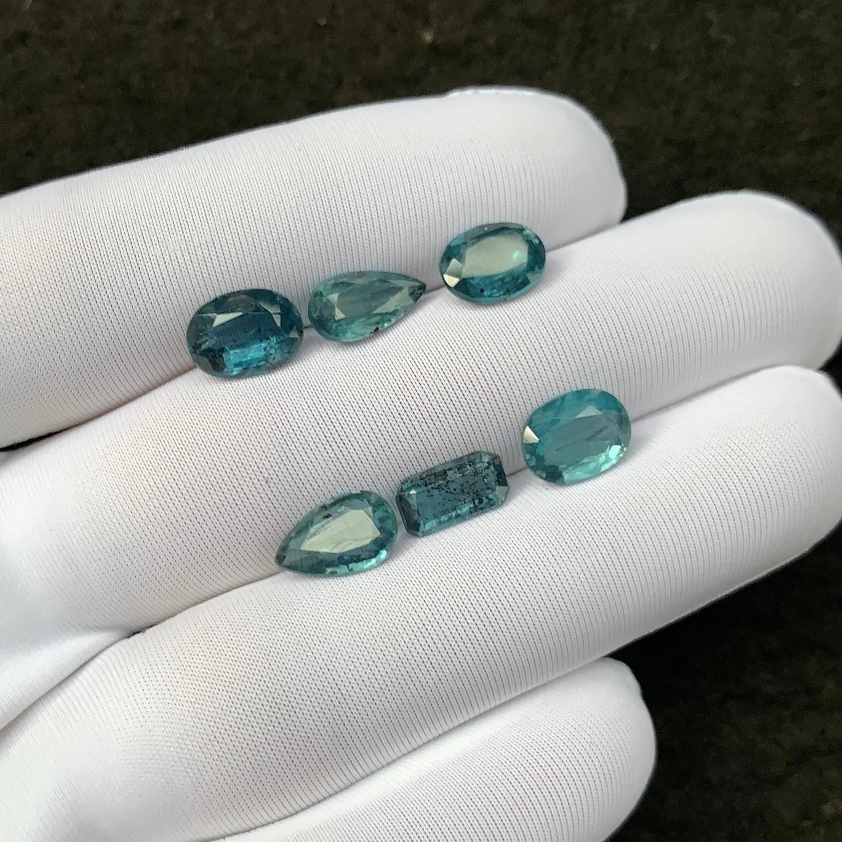 Natural Teal Green Kyanite Gemstone Faceted Cut Mix Shape 9-10 MM 6 Pcs Teal Green Kyanite High Quality Gemstone Wholesale gems SM24117