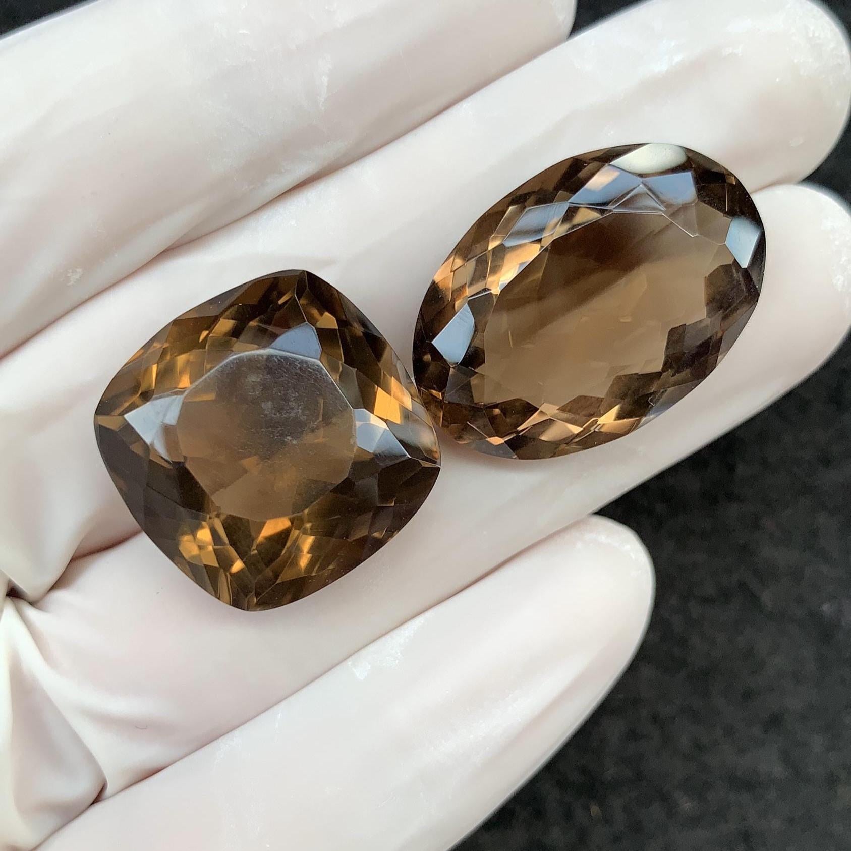 Natural Smoky Quartz Gemstone Faceted Cut Mix Shape 20-25 MM 2 Pcs Smoky Quartz High Quality Gemstone Jewelry Supply SM24142
