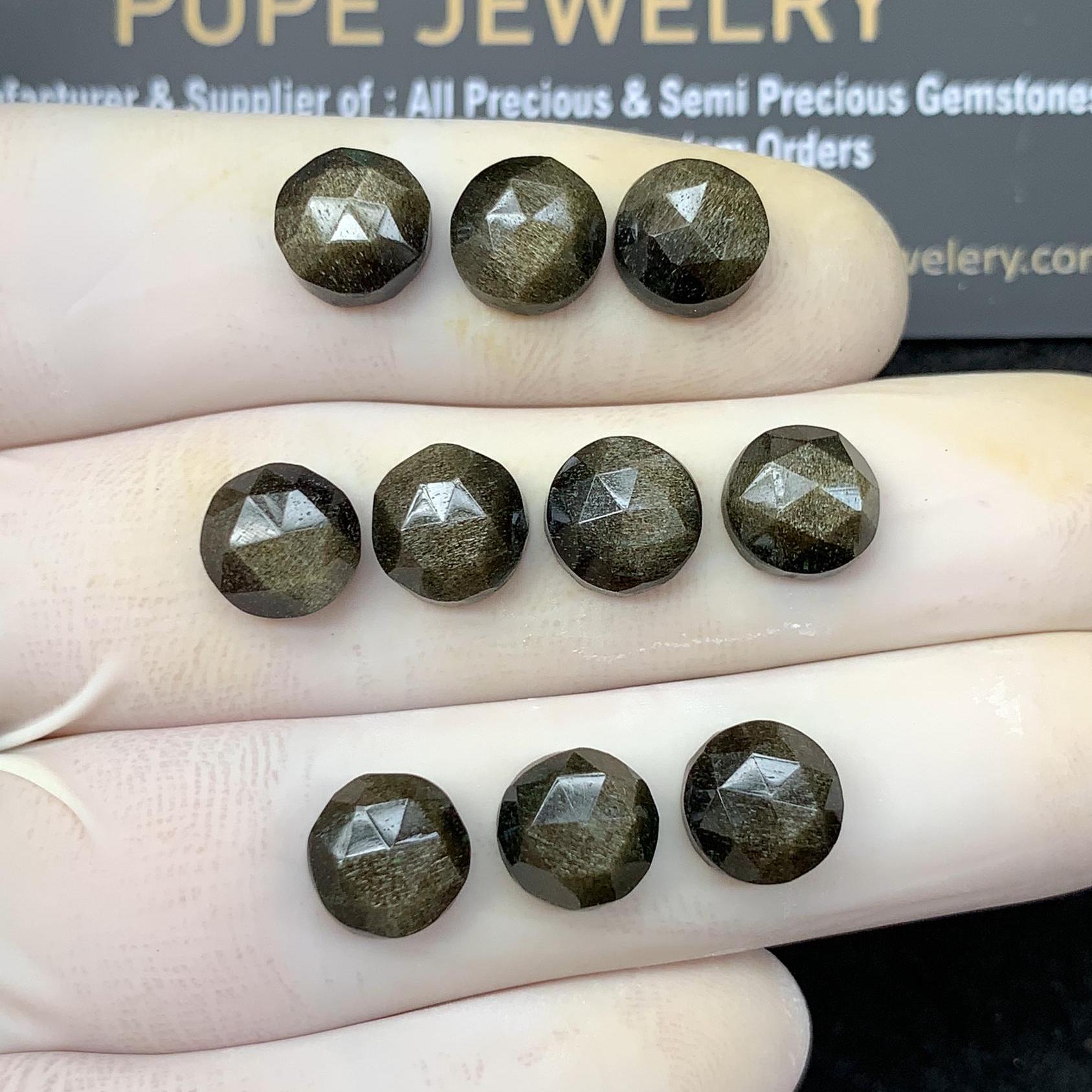 Natural Golden Sapphire Rose Cut Round Shape Cabochons Loose Gemstones For Jewelry Making WholesaleGems 8 MM Size 10 Pcs SM24445