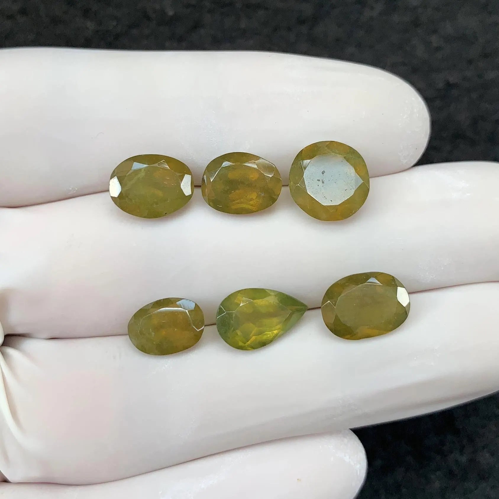 Vesuvianite Gemstone Cuts-Vesuvianite Faceted Cut Gemstone Vesuvianite Faceted Cut Mix 9-11 MM 6 Pcs High Quality Jewelry Supply SM24160