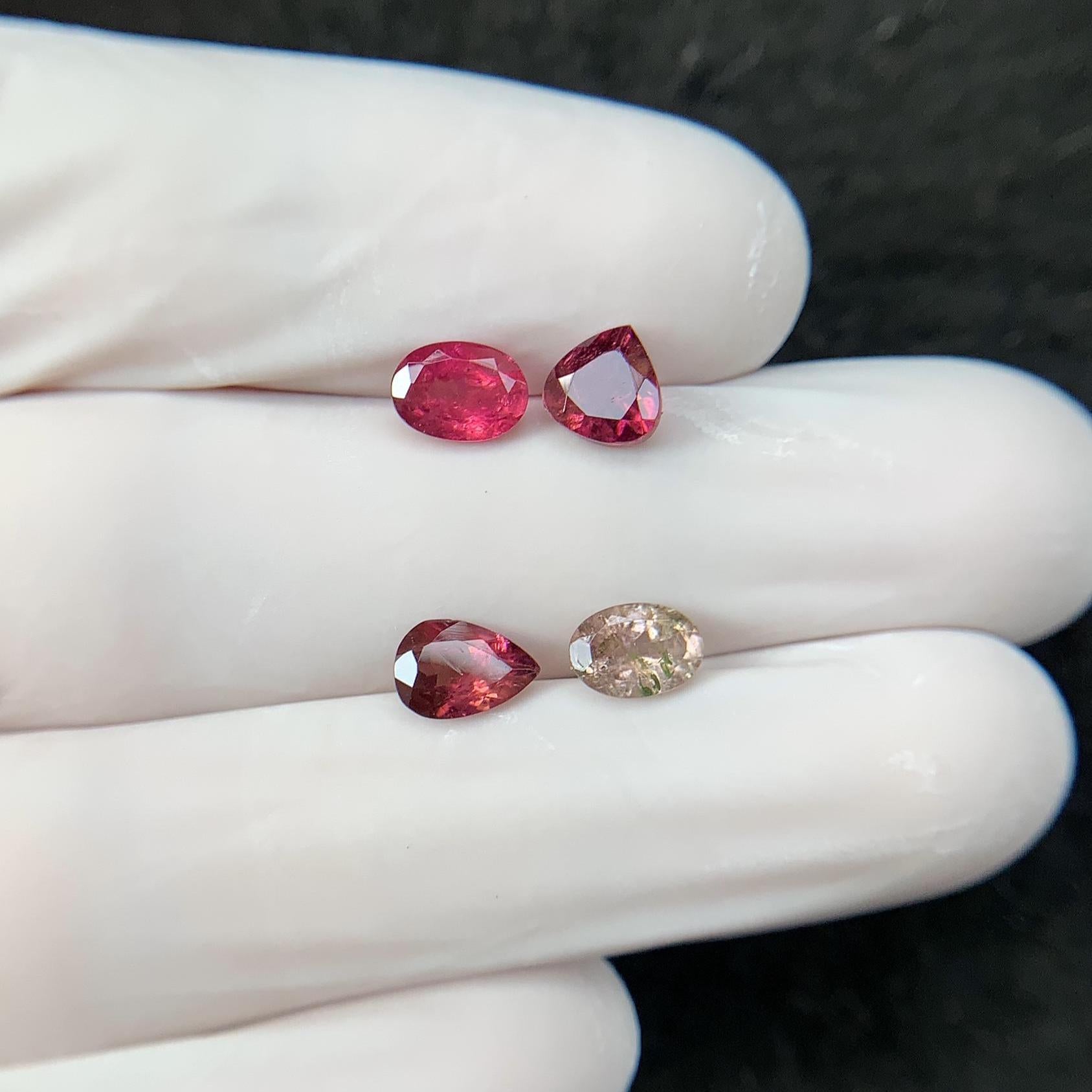 Natural Tourmaline Gemstone Cuts-Tourmaline Faceted Cut Gemstone Tourmaline Faceted Cut Mix Shape 6-7 MM 4 Pcs Jewelry Supply SM24199