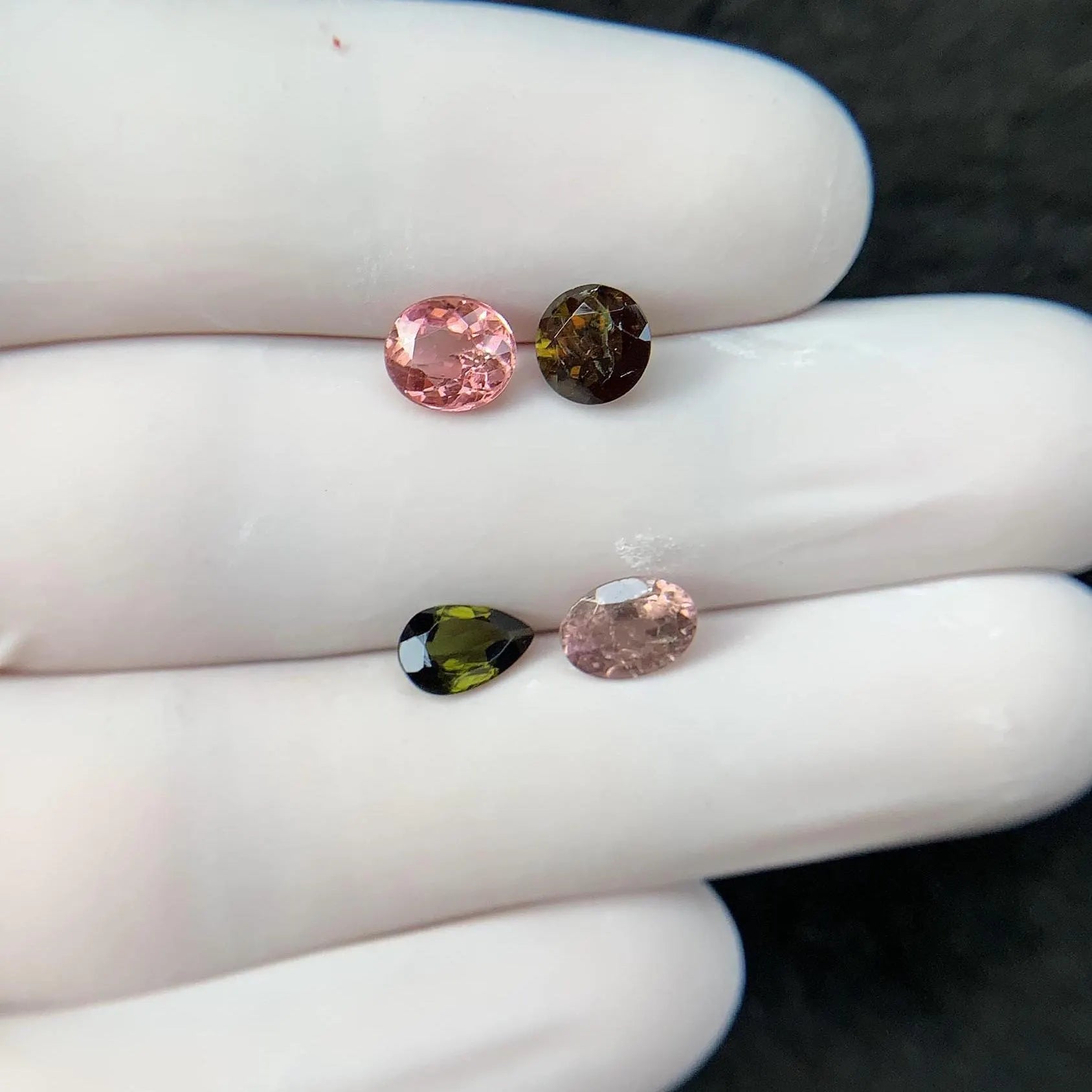 Natural Tourmaline Gemstone Cuts-Tourmaline Faceted Cut Gemstone Tourmaline Faceted Cut Mix Shape 6-7 MM 4 Pcs Jewelry Supply SM24204