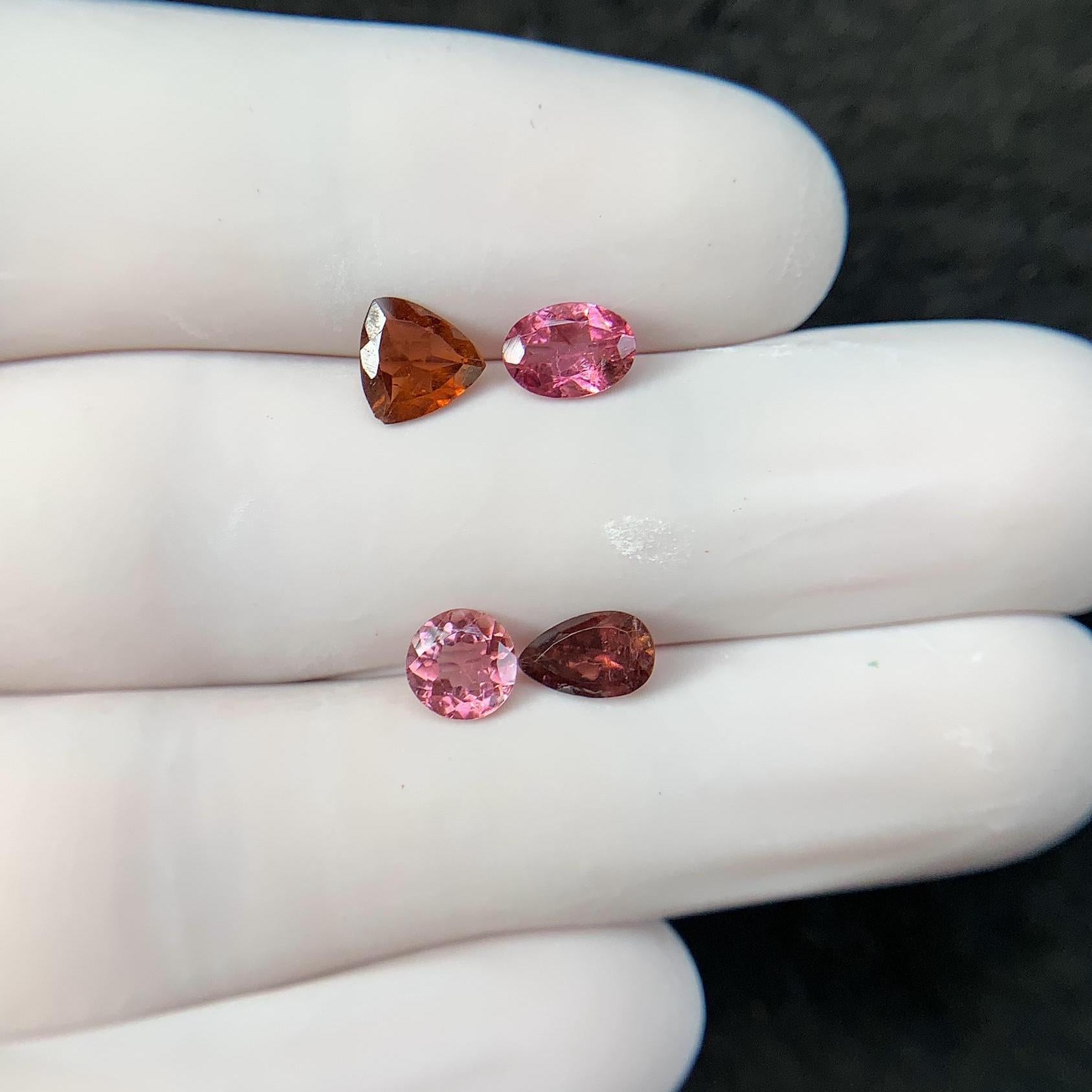 Natural Tourmaline Gemstone Cuts-Tourmaline Faceted Cut Gemstone Tourmaline Faceted Cut Mix Shape 6-7 MM 4 Pcs Jewelry Supply SM24206