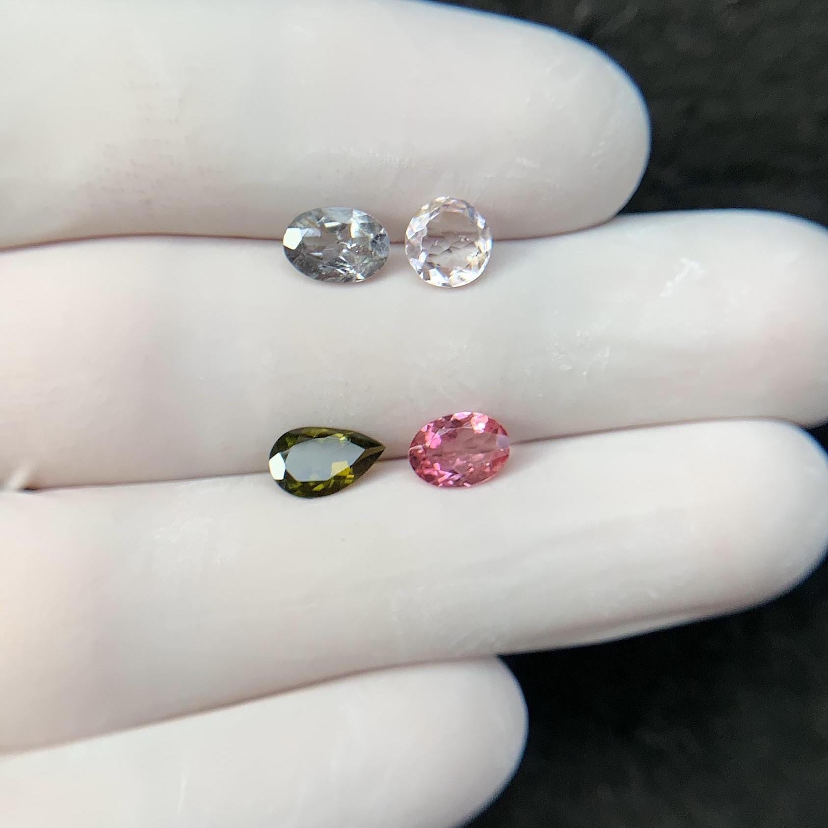 Natural Tourmaline Gemstone Cuts-Tourmaline Faceted Cut Gemstone Tourmaline Faceted Cut Mix Shape 6-8 MM 4 Pcs Jewelry Supply SM24211