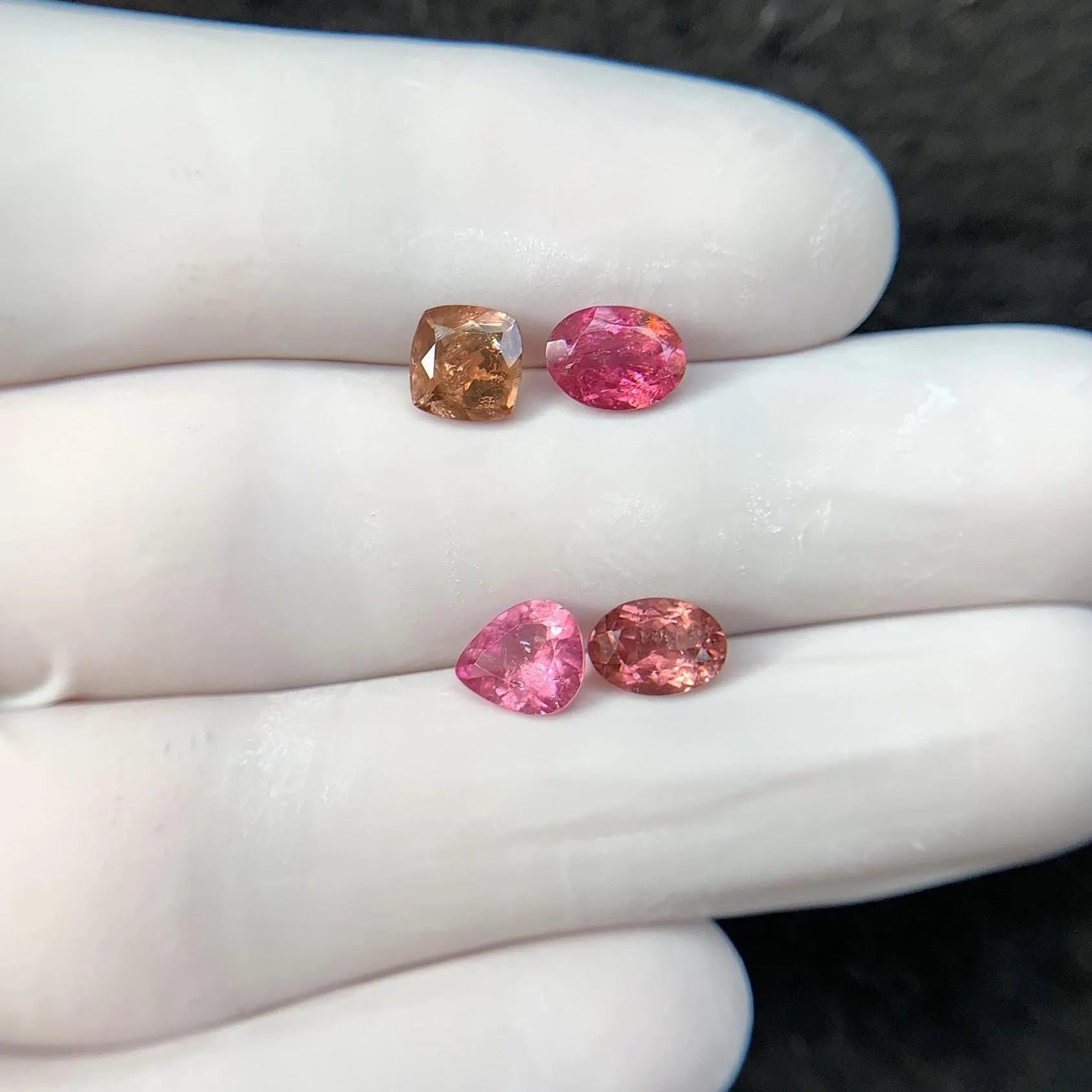 Natural Tourmaline Gemstone Cuts-Tourmaline Faceted Cut Gemstone Tourmaline Faceted Cut Mix Shape 6-7 MM 4 Pcs Jewelry Supply SM24213