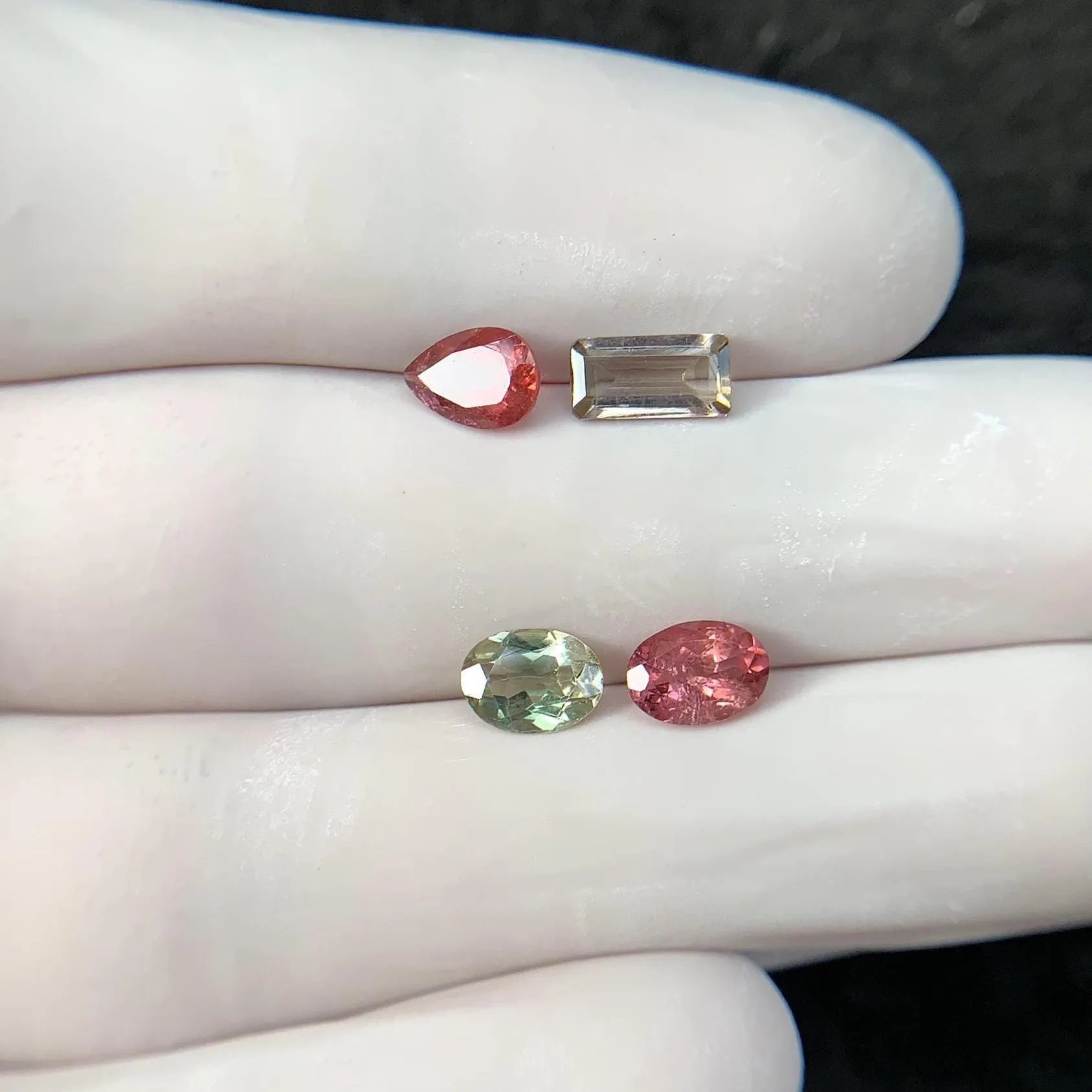 Natural Tourmaline Gemstone Cuts-Tourmaline Faceted Cut Gemstone Tourmaline Faceted Cut Mix Shape 7-8 MM 4 Pcs Jewelry Supply SM24214