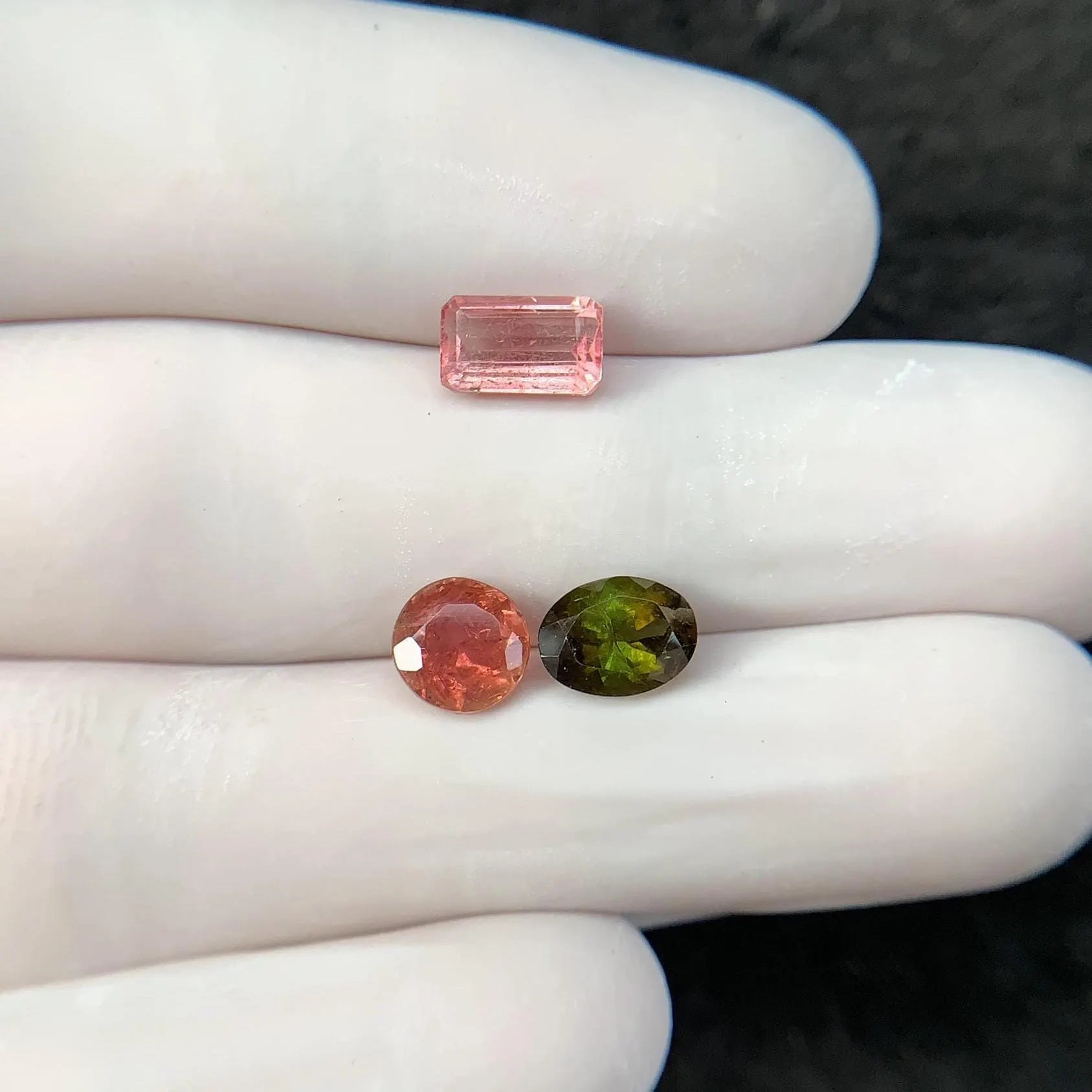 Natural Tourmaline Gemstone Cuts-Tourmaline Faceted Cut Gemstone Tourmaline Faceted Cut Mix Shape 6-8 MM 3 Pcs Jewelry Supply SM24218