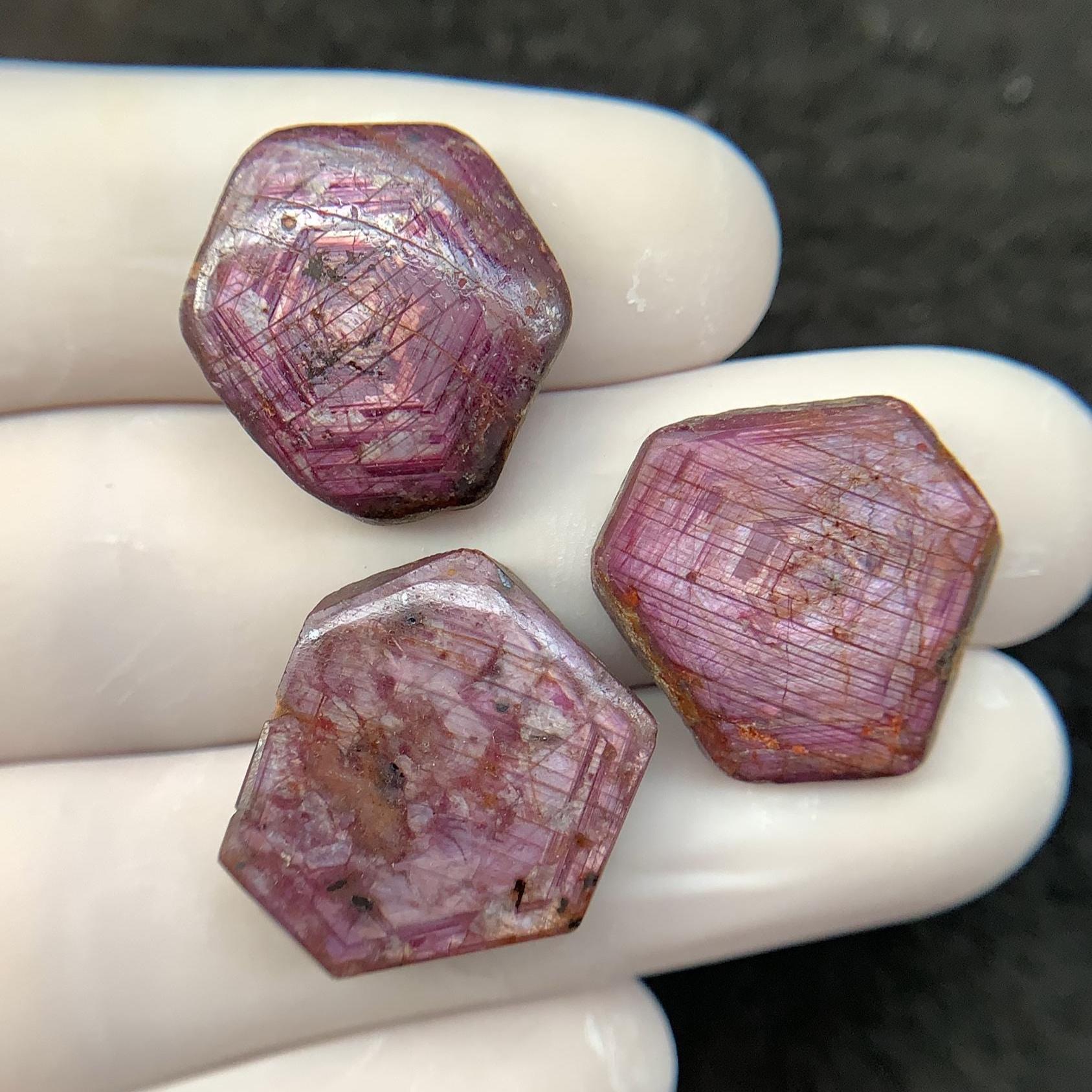 Natural Ruby Smooth Fancy Shape High Quality Cabochons Loose Gemstone For Jewelry Making 18-21 MM Size 3 Pcs SM24241