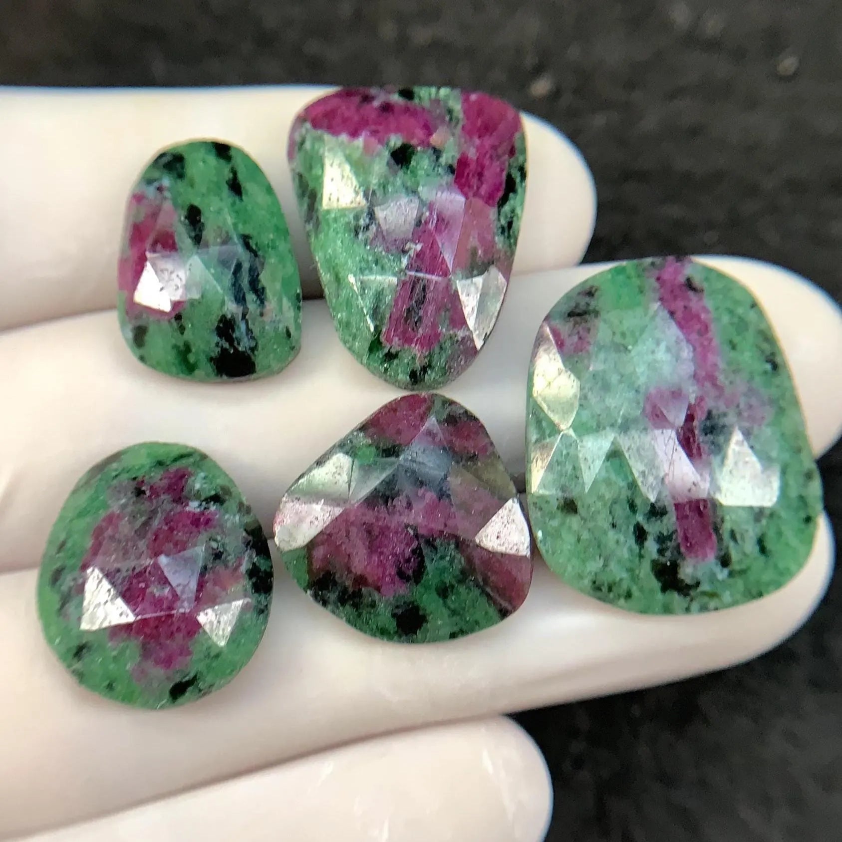 Natural Ruby Zoisite Rose Cut Fancy Shape High Quality Cabochons Loose Gemstone For Jewelry Making 17-24 MM Size 5 Pcs SM24247