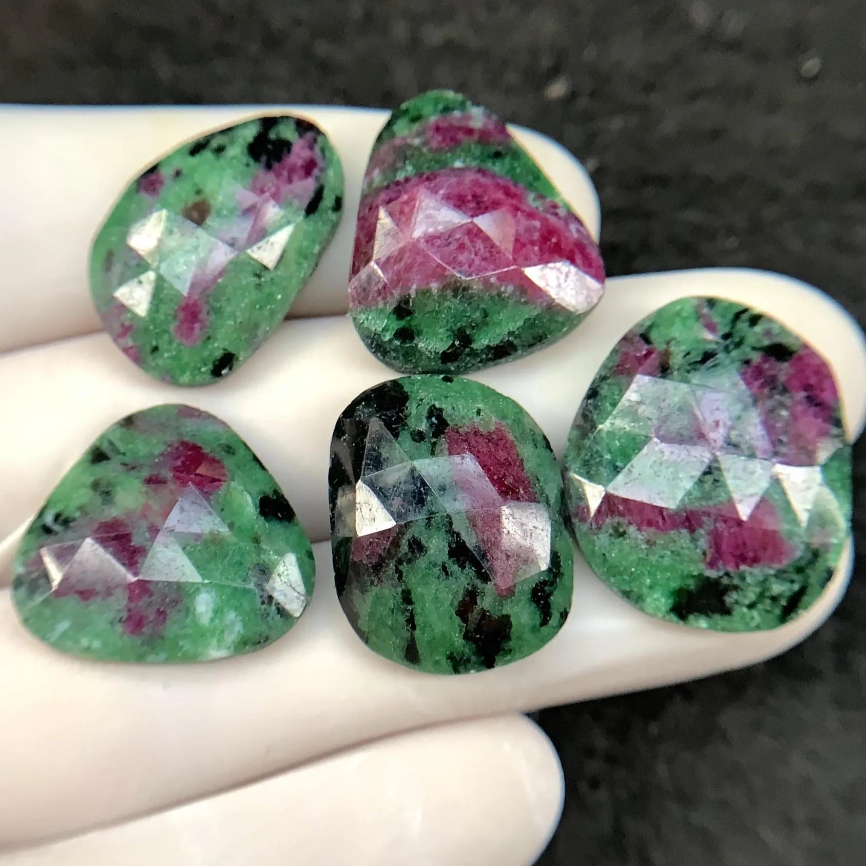 Natural Ruby Zoisite Rose Cut Fancy Shape High Quality Cabochons Loose Gemstone For Jewelry Making 18-24 MM Size 5 Pcs SM24248
