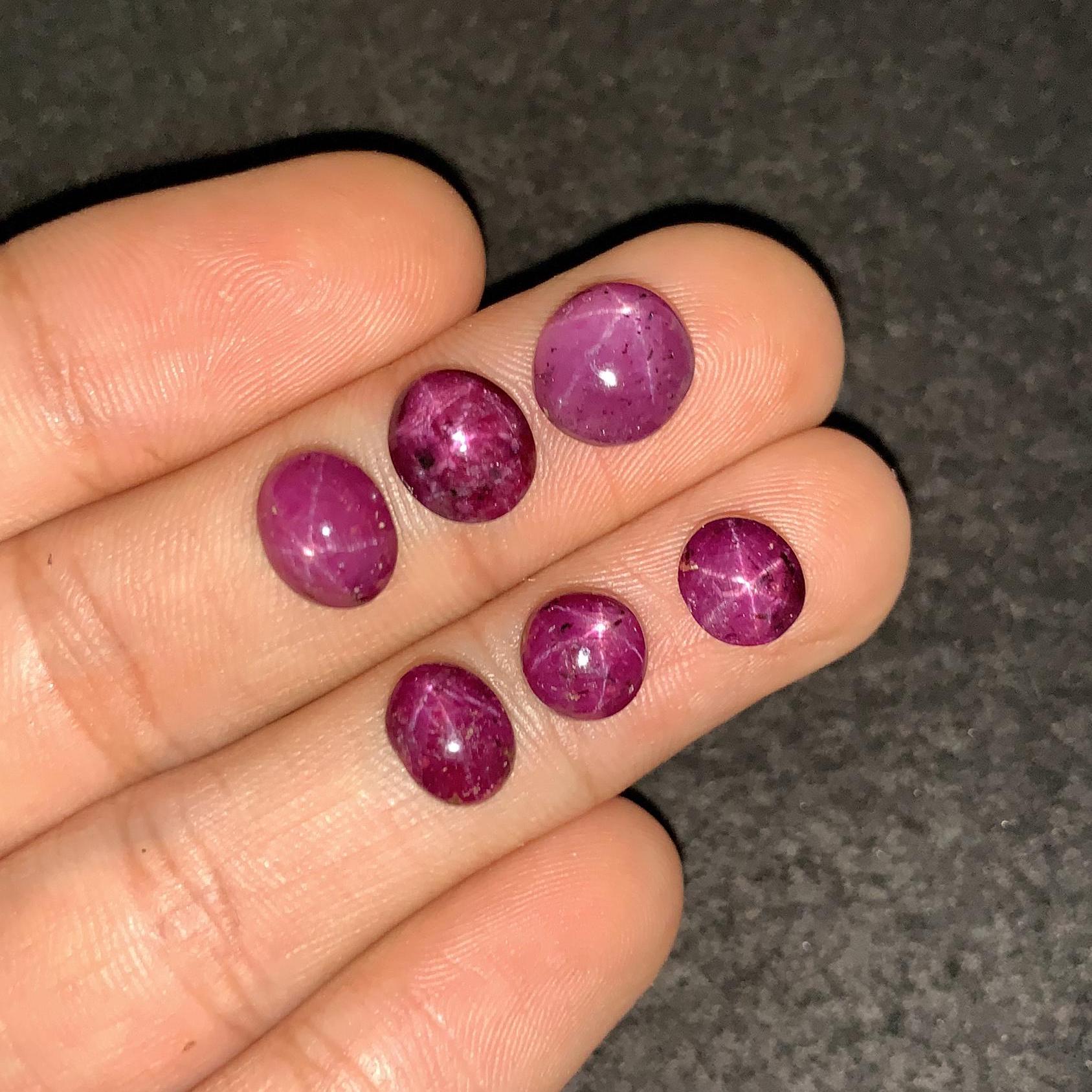 Natural Star Ruby Gemstone Smooth Fancy Shape High Quality Star Ruby Loose Gemstone Cabochon 8-9 MM 6 Pcs Jewelry Supply SM24178
