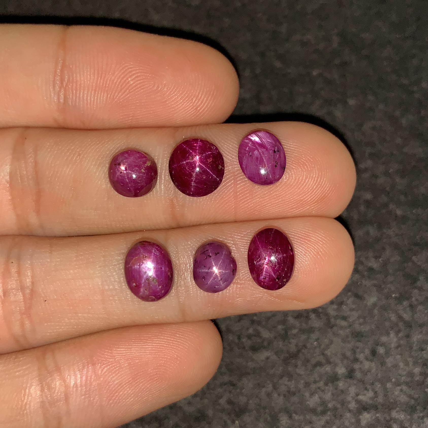 Natural Star Ruby Gemstone Smooth Fancy Shape High Quality Star Ruby Loose Gemstone Cabochon 7-9 MM 6 Pcs Jewelry Supply SM24179