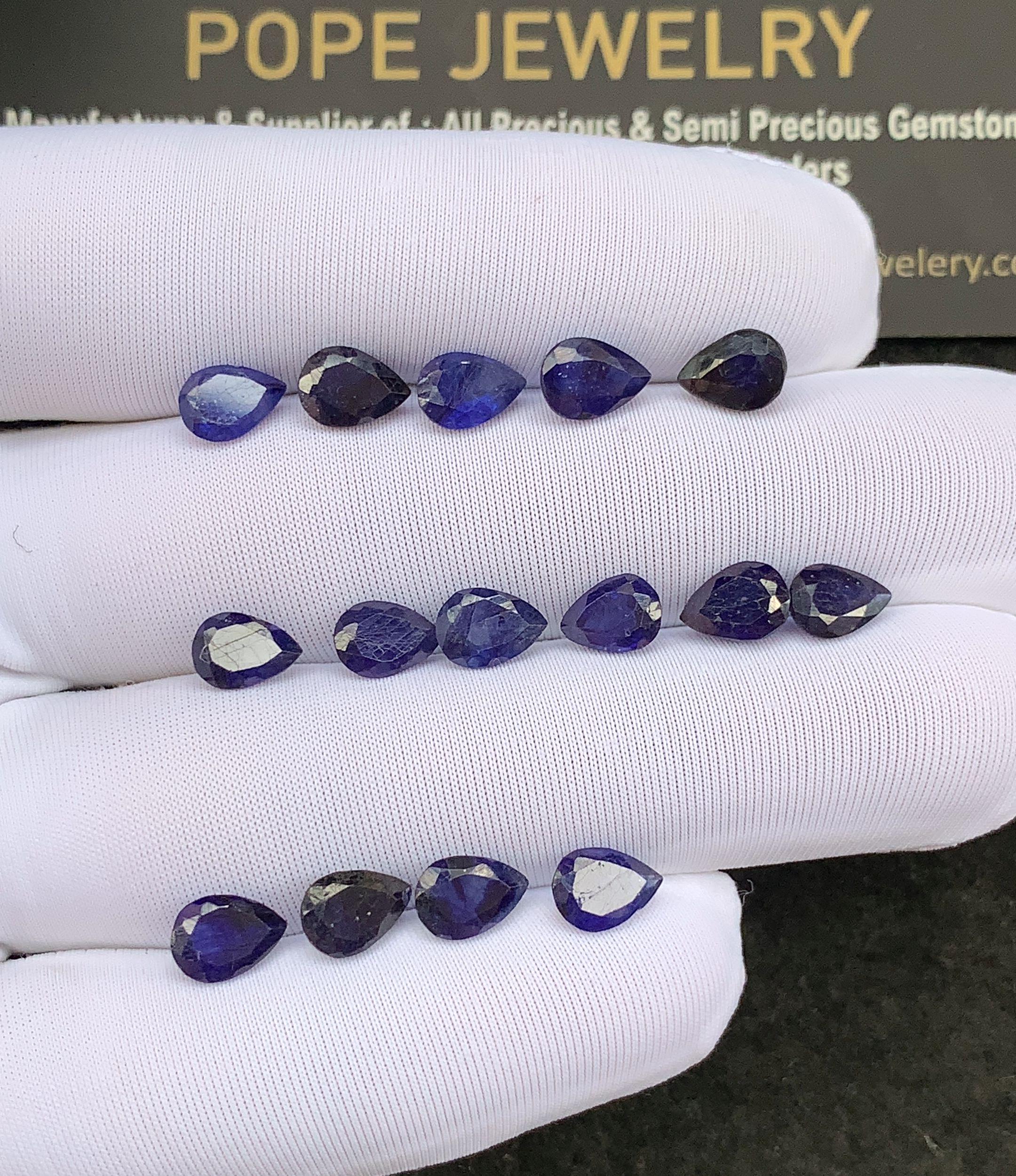 Natural Blue Sapphire Faceted Cut Pear Shape Sapphire Loose Gemstones For Jewelry Making Wholesalegems 6-7 MM Size 15 Pcs SM24479
