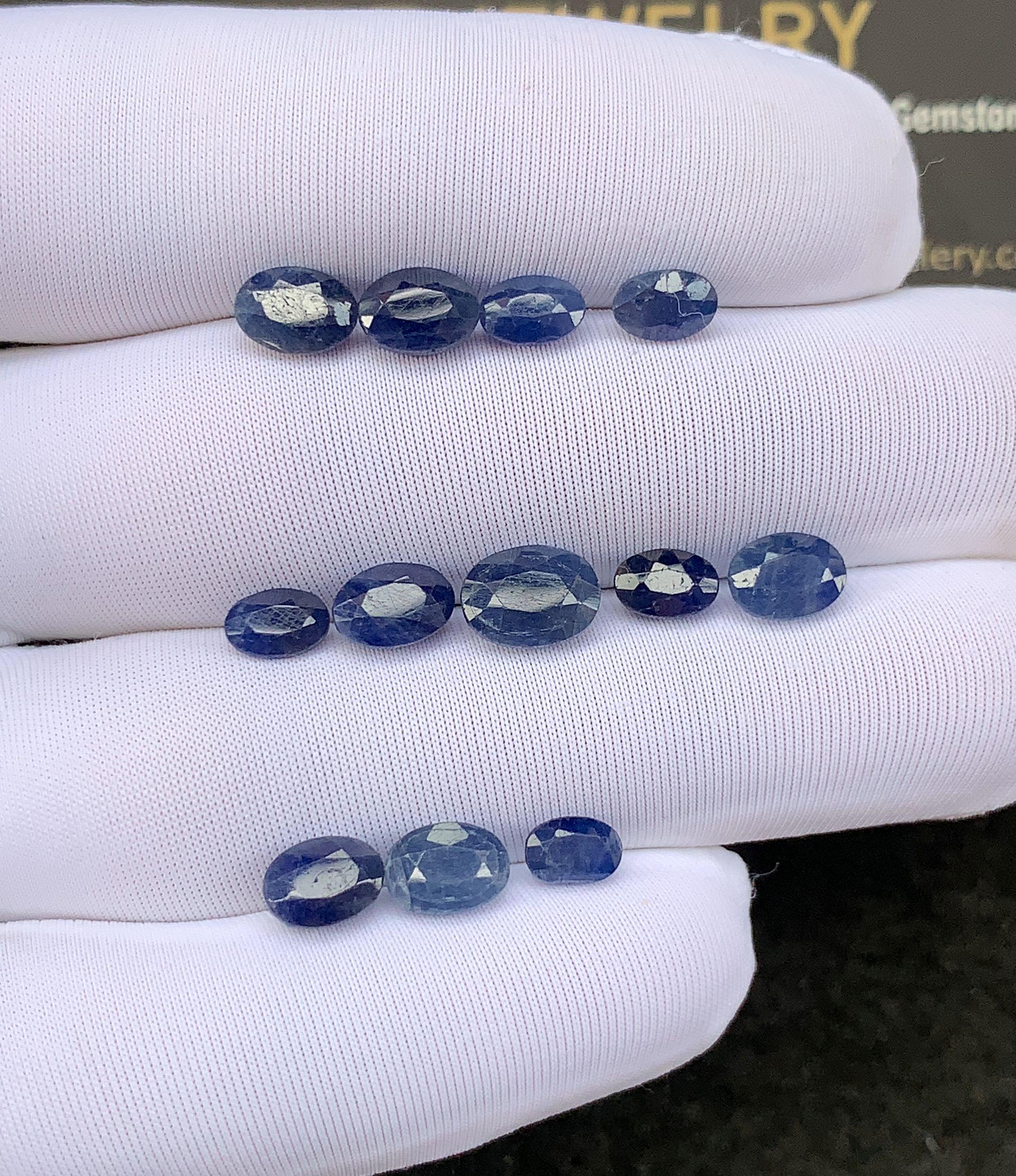 Natural Blue Sapphire Faceted Cut Oval Shape Sapphire Loose Gemstones For Jewelry Making Wholesalegems 6-8 MM Size 12 Pcs SM24482